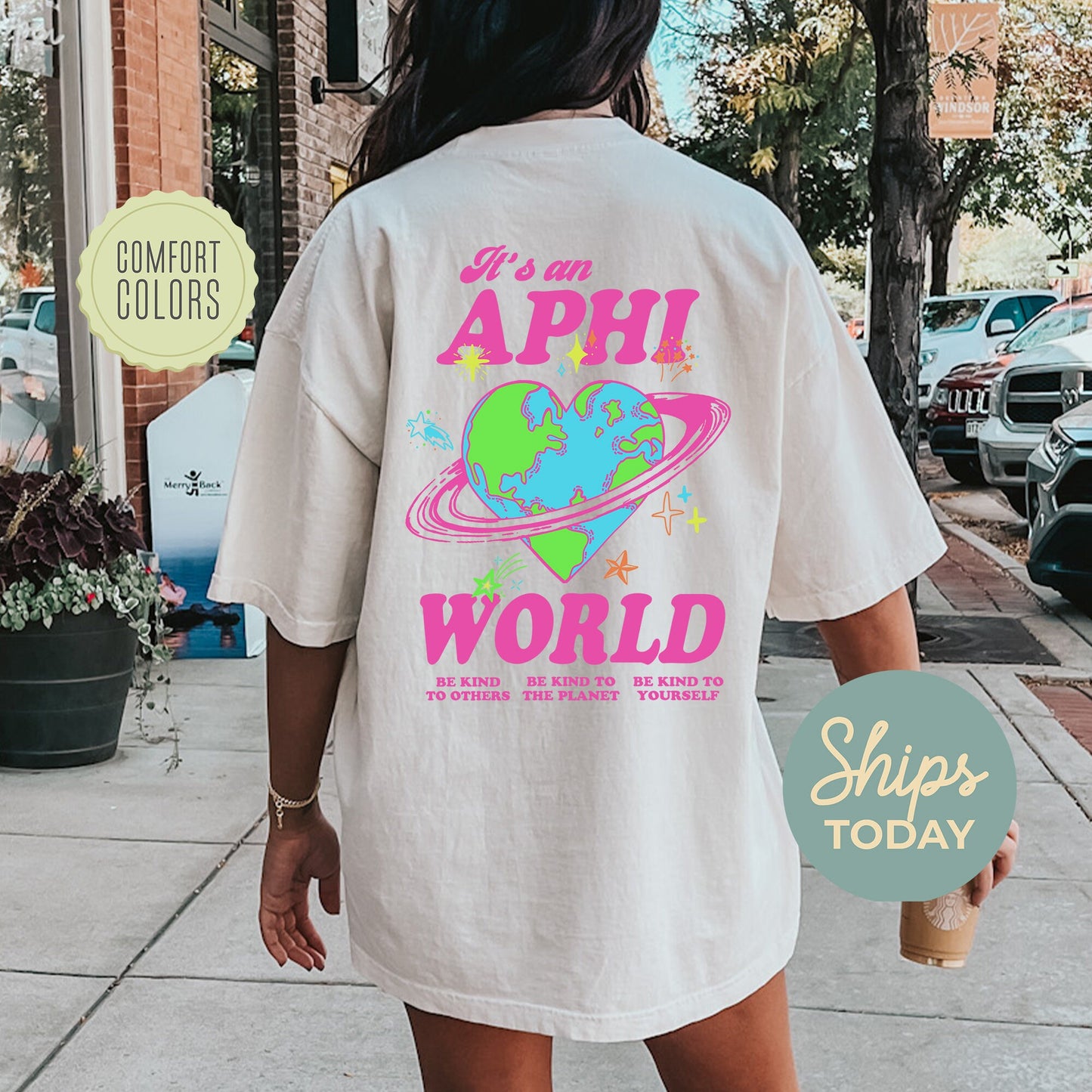Alpha Phi Pink Planet Comfort Colors Sorority T-shirt _ 34235g