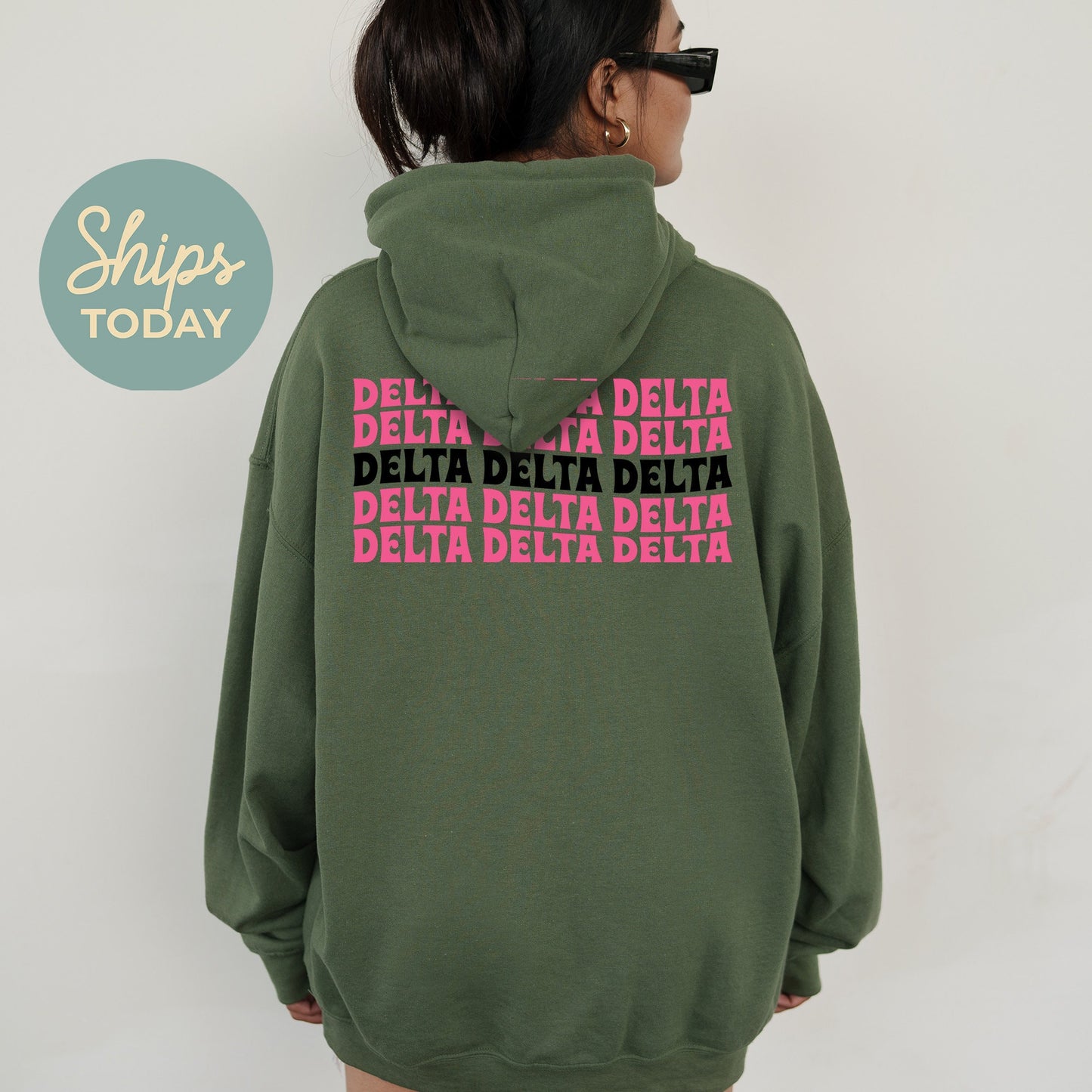 Delta Delta Delta Pink Waves Sorority Hoodie _ 33086g