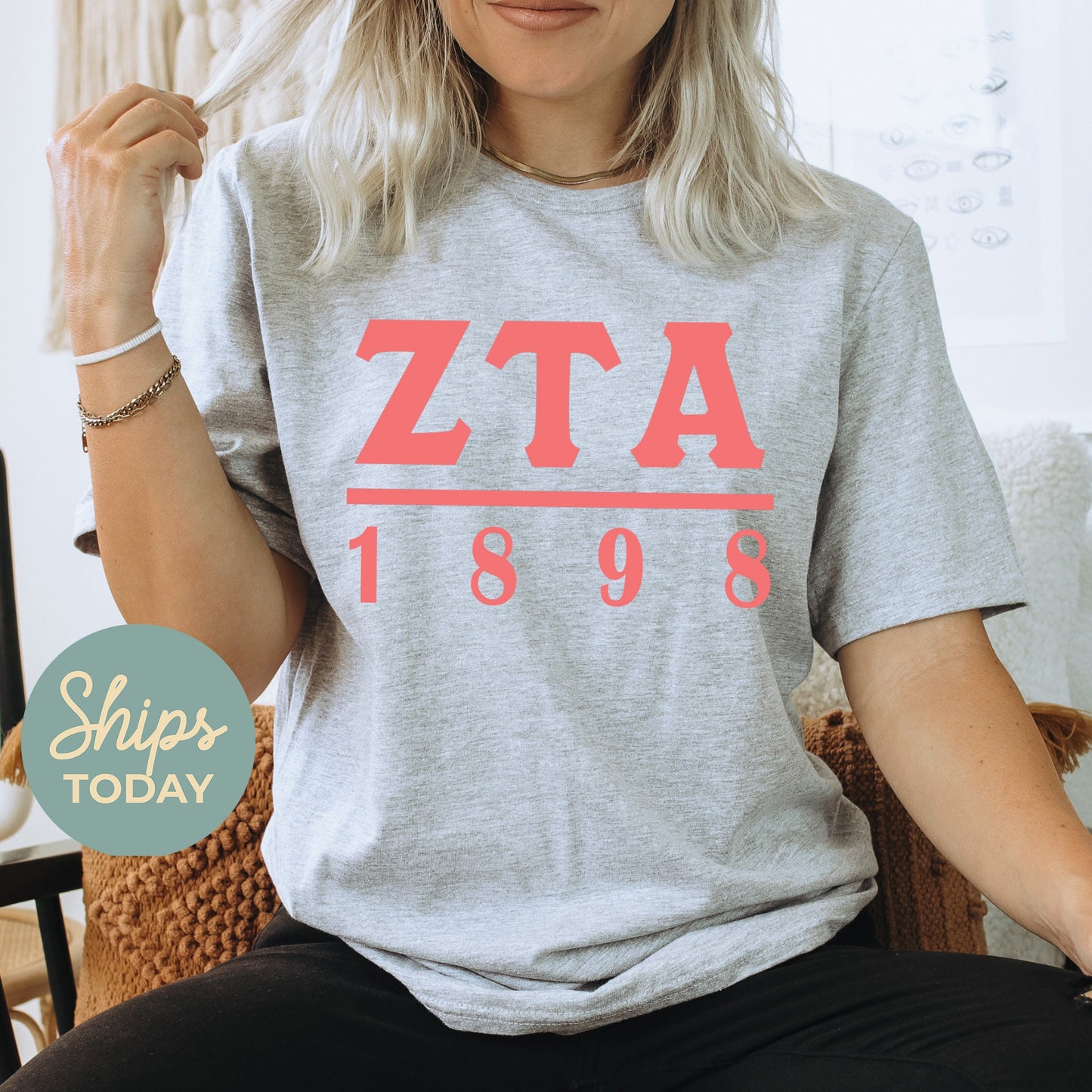 Zeta Tau Alpha Monochromatic Sorority T-shirt _ 30868g