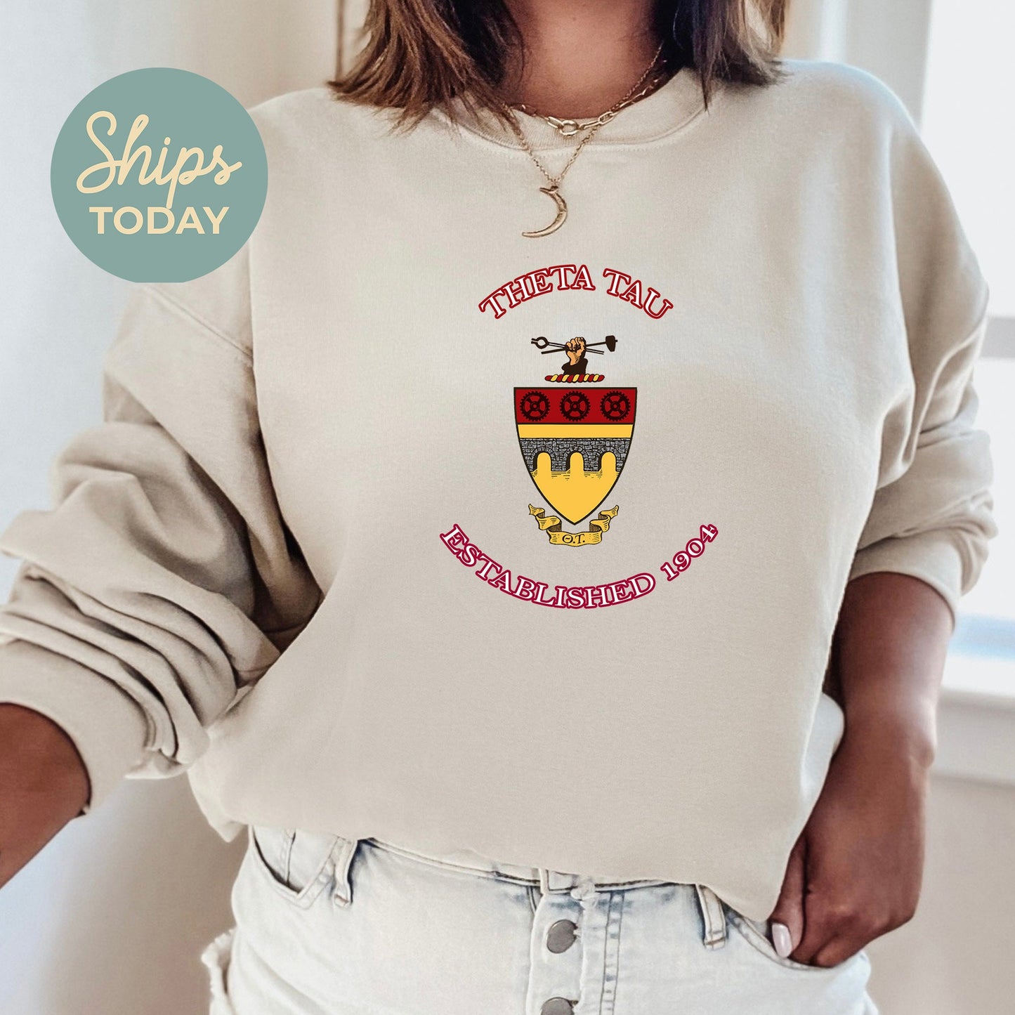 Theta Tau Iconic Insignia COED Sweatshirt _ 35678g