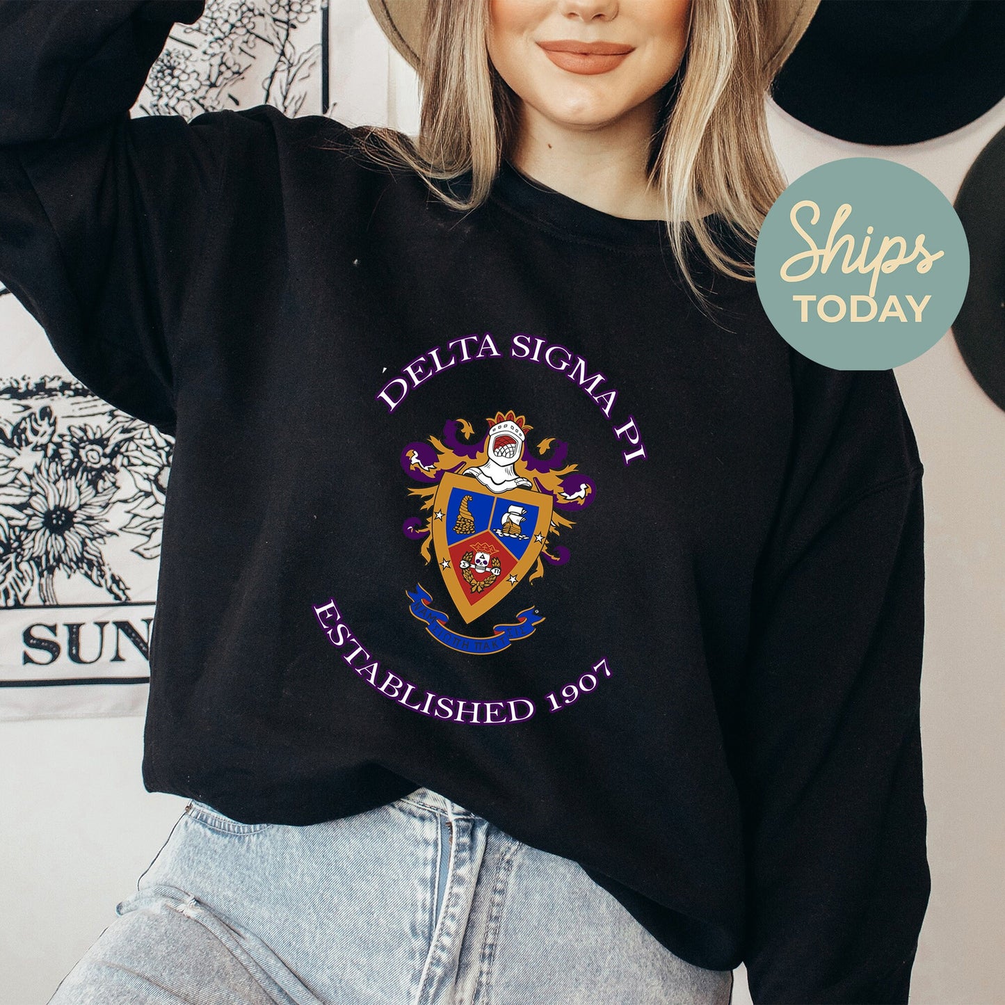 Delta Sigma Pi Iconic Insignia COED Sweatshirt _ 35668g