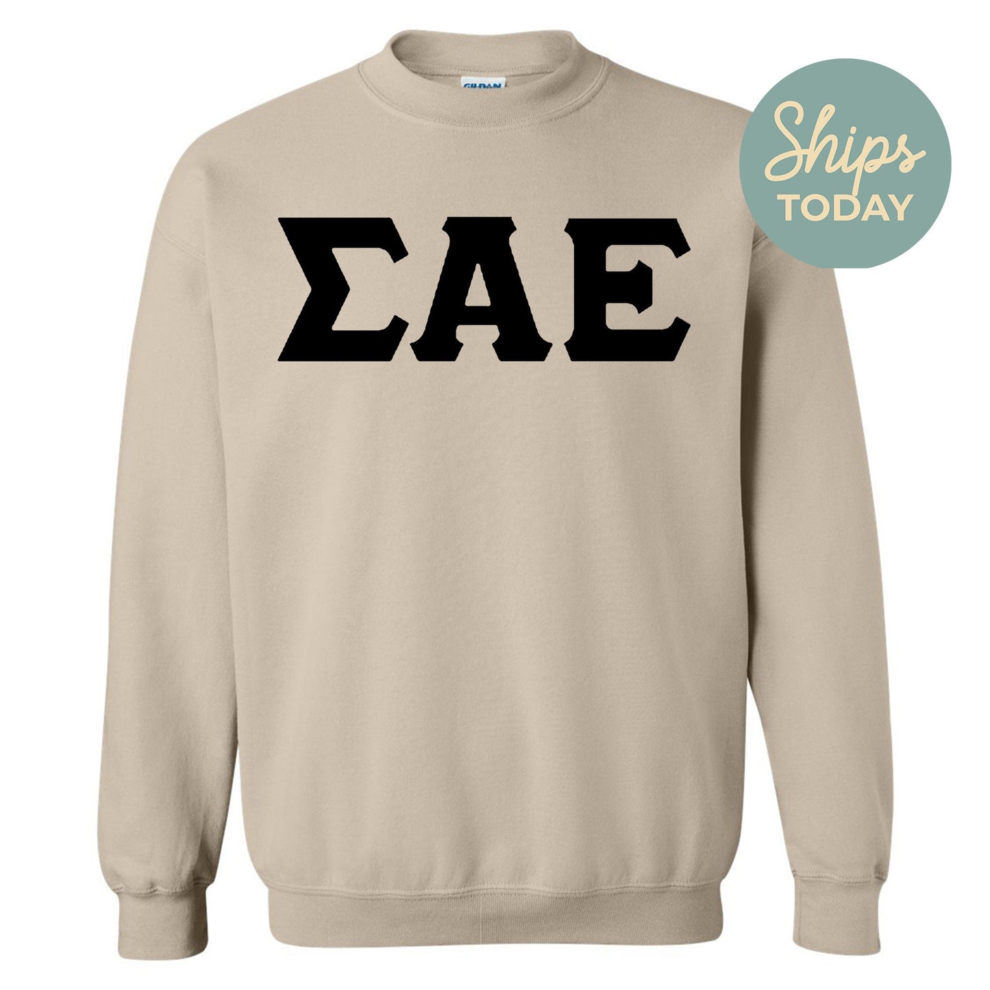 Sigma Alpha Epsilon Black Letters Fraternity Sweatshirt _ 34927g