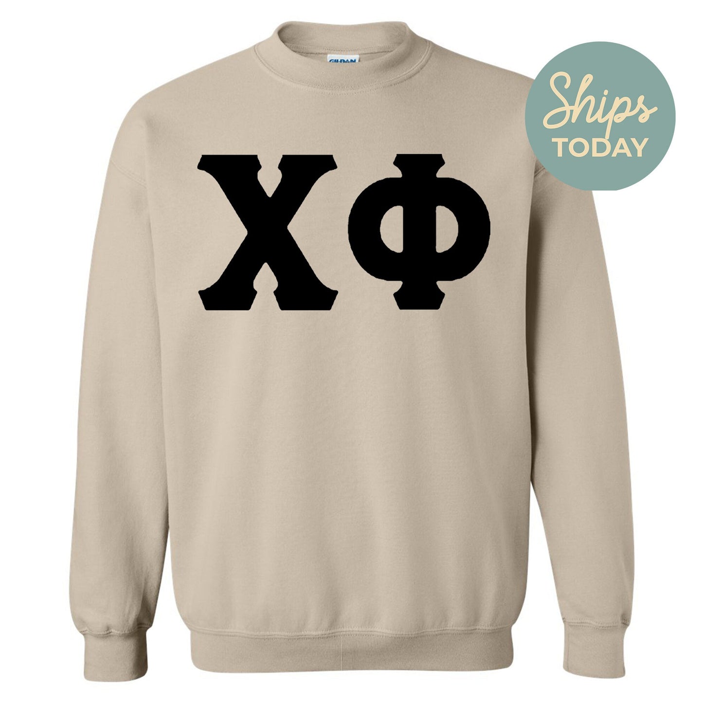 Chi Phi Black Letters Fraternity Sweatshirt _ 34912g
