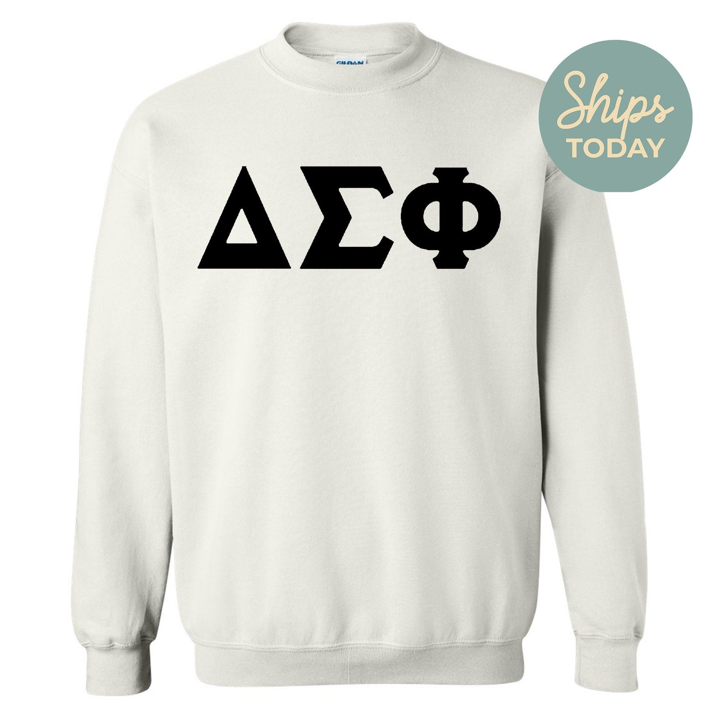 Delta Sigma Phi Black Letters Fraternity Sweatshirt _ 34914g