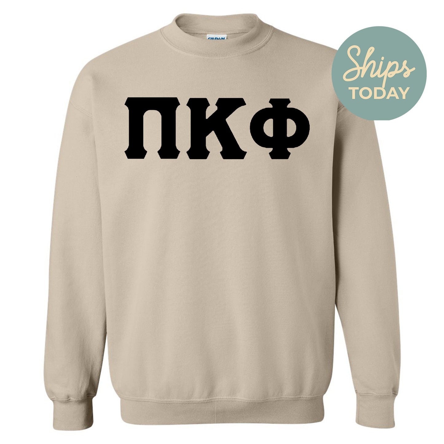 Pi Kappa Phi Black Letters Fraternity Sweatshirt _ 34926g