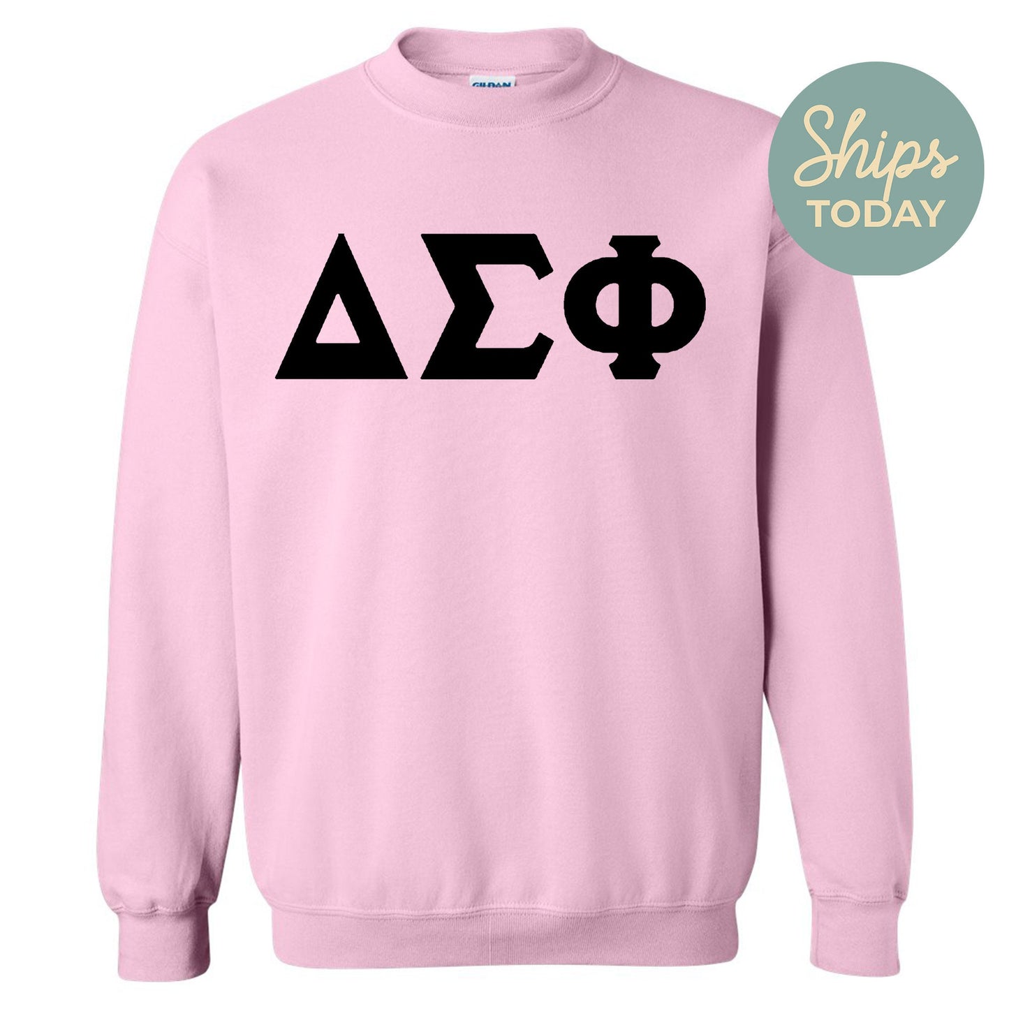 Delta Sigma Phi Black Letters Fraternity Sweatshirt _ 34914g