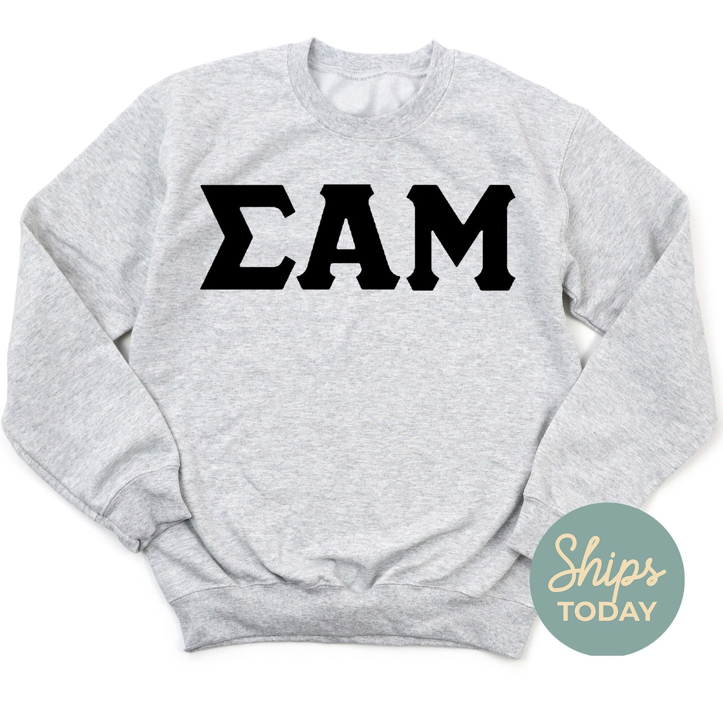 Sigma Alpha Mu Black Letters Fraternity Sweatshirt _ 34928g