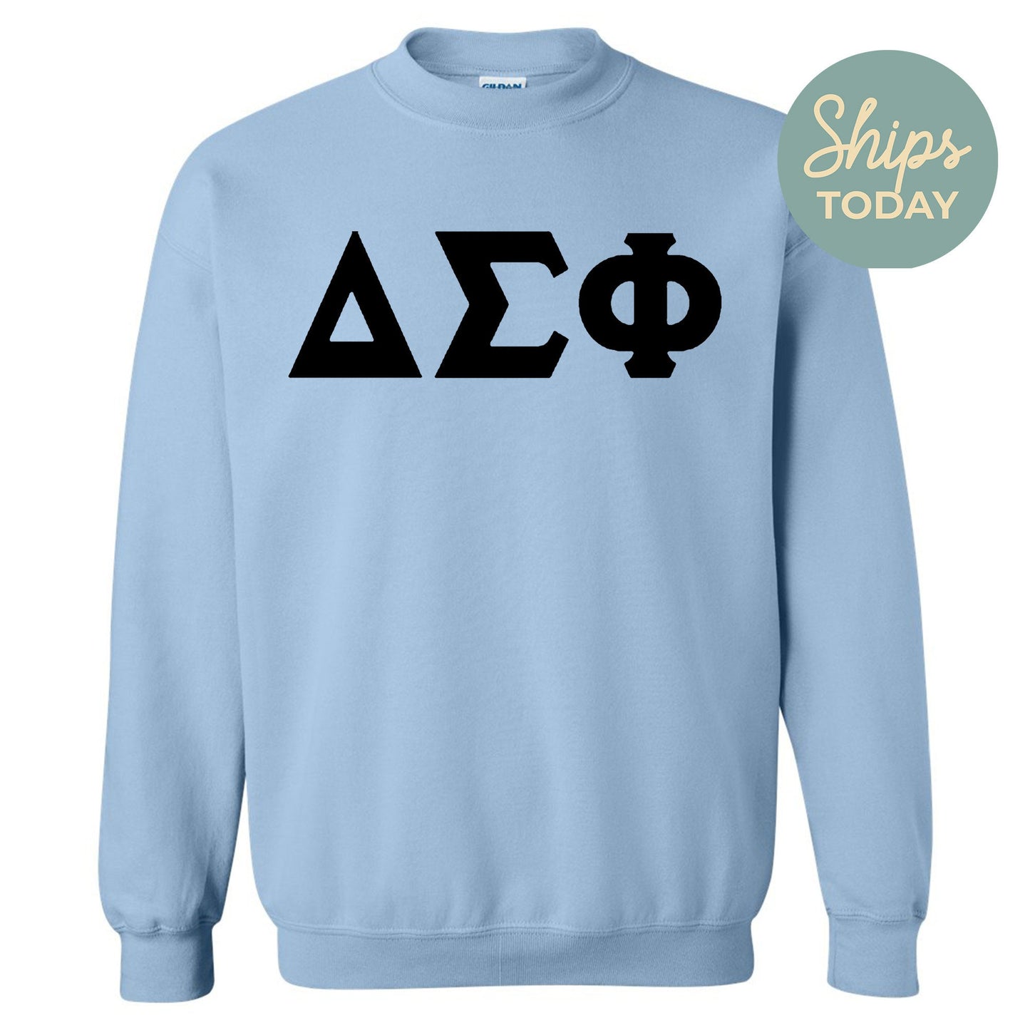 Delta Sigma Phi Black Letters Fraternity Sweatshirt _ 34914g