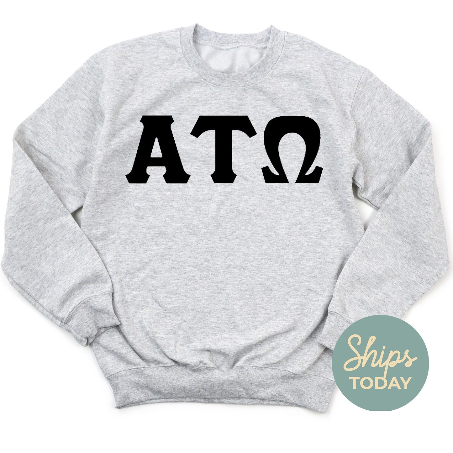 Alpha Tau Omega Black Letters Fraternity Sweatshirt _ 34910g
