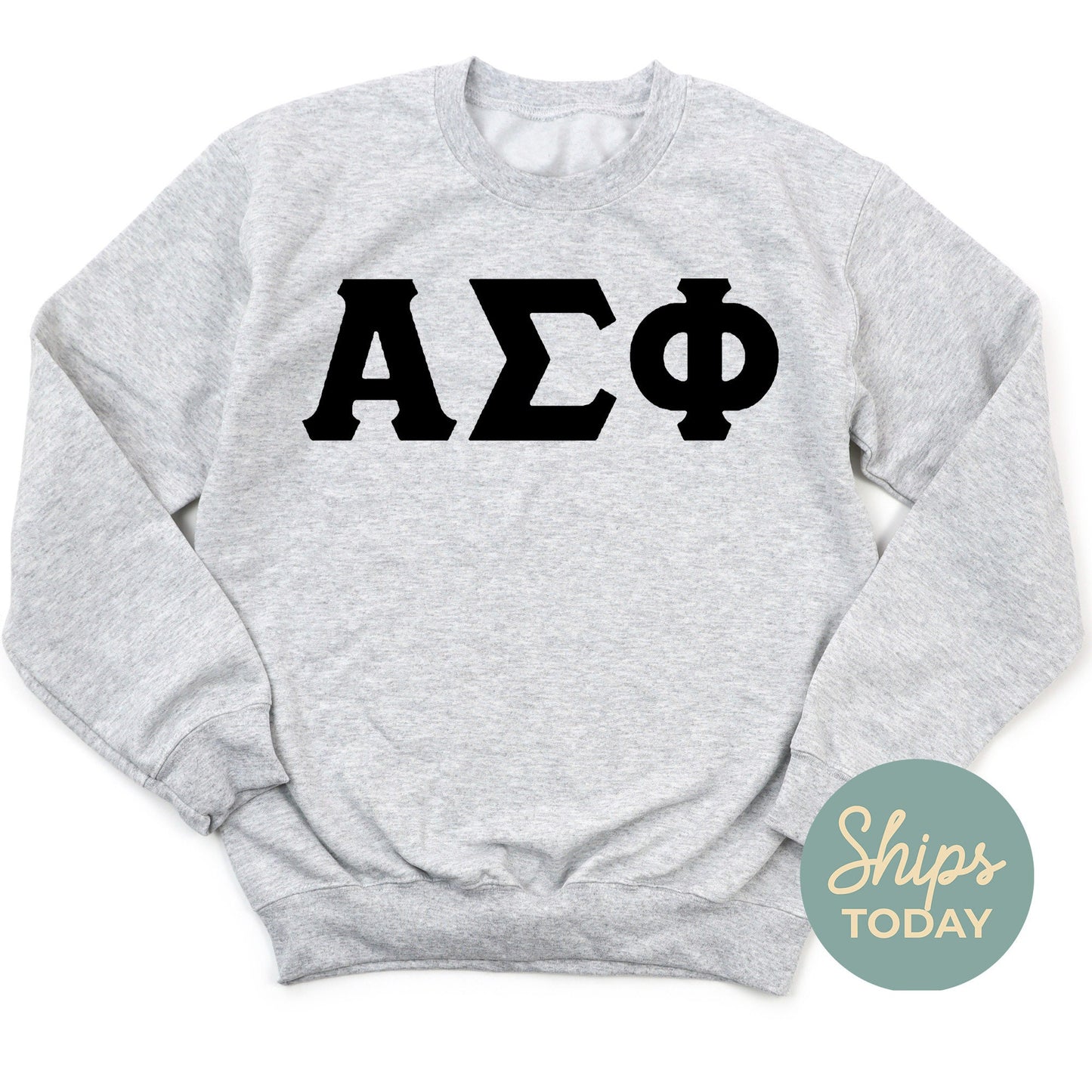 Alpha Sigma Phi Black Letters Fraternity Sweatshirt _ 34909g