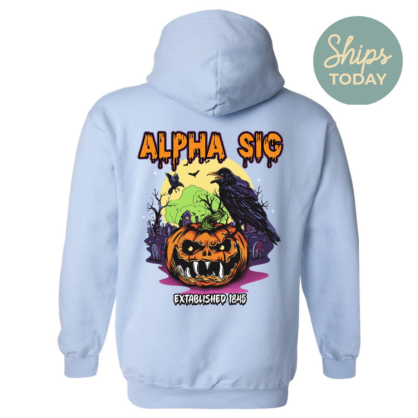 Alpha Sigma Phi Halloween Bats Fraternity Hoodie _ 36254g