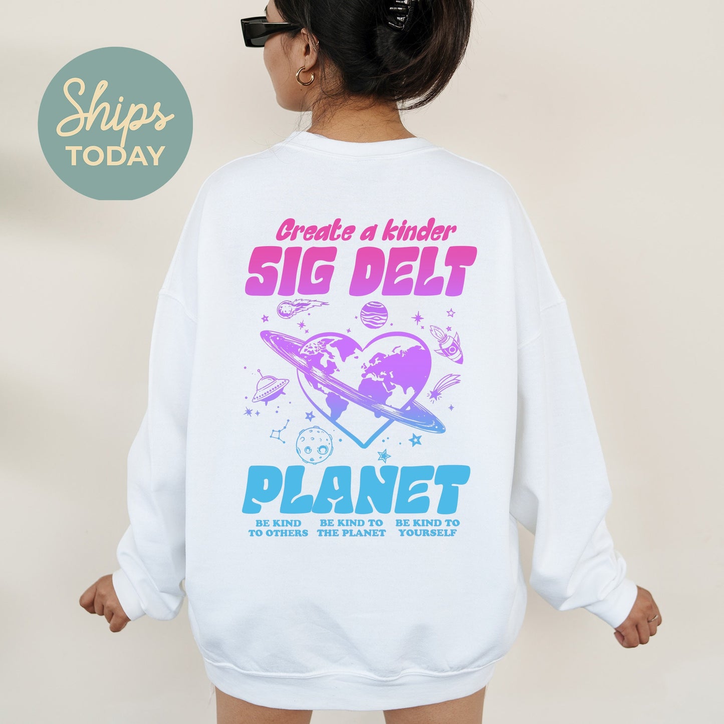 Sigma Delta Tau Ombre Worlds Sorority Sweatshirt _ 35562g