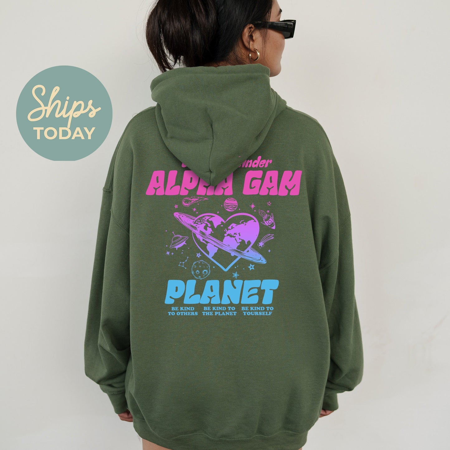 Alpha Gamma Delta Ombre Worlds Sorority Hoodie _ 35544g