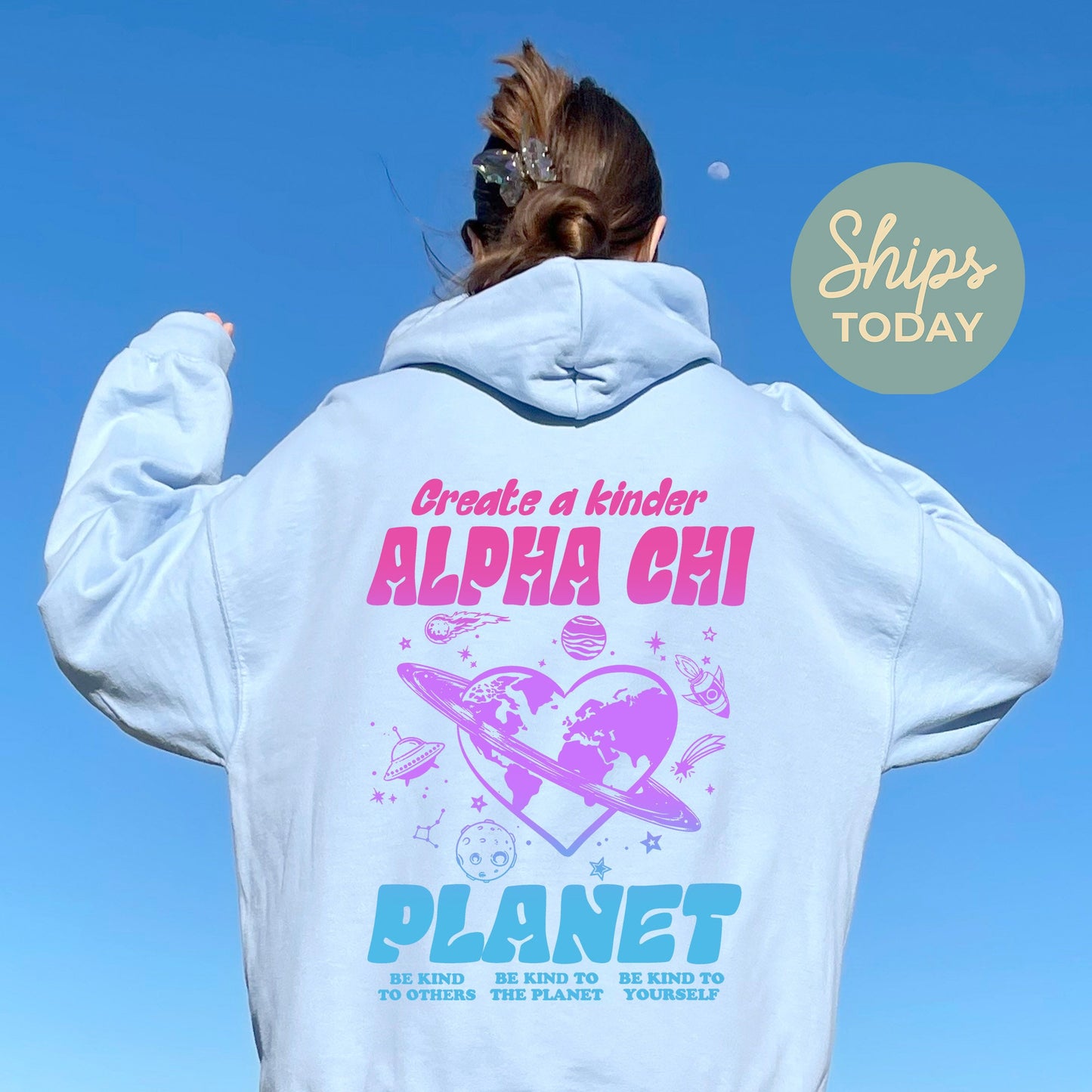 Alpha Chi Omega Ombre Worlds Sorority Hoodie _ 35541g