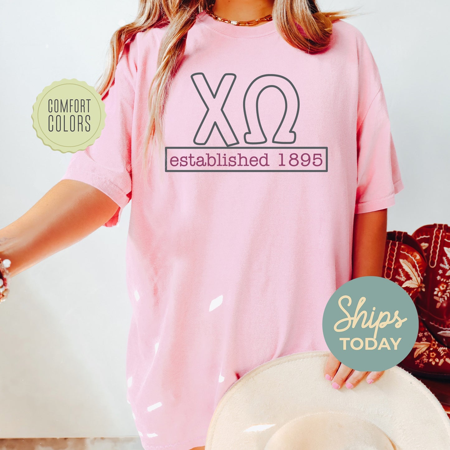 Chi Omega Simply Greek Comfort Colors Sorority T-shirt _ 39345g