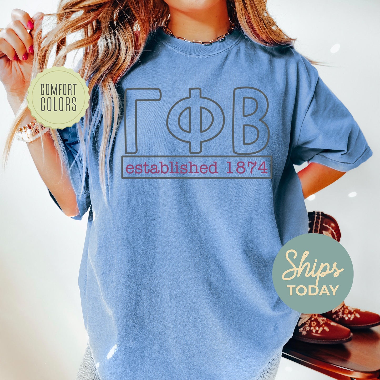 Gamma Phi Beta Simply Greek Comfort Colors Sorority T-shirt _ 39350g