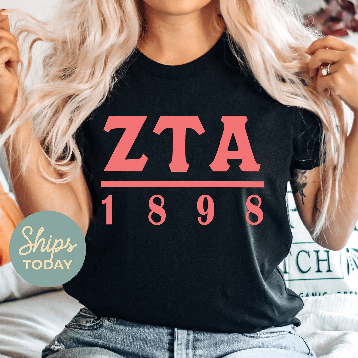 Zeta Tau Alpha Monochromatic Sorority T-shirt _ 30868g