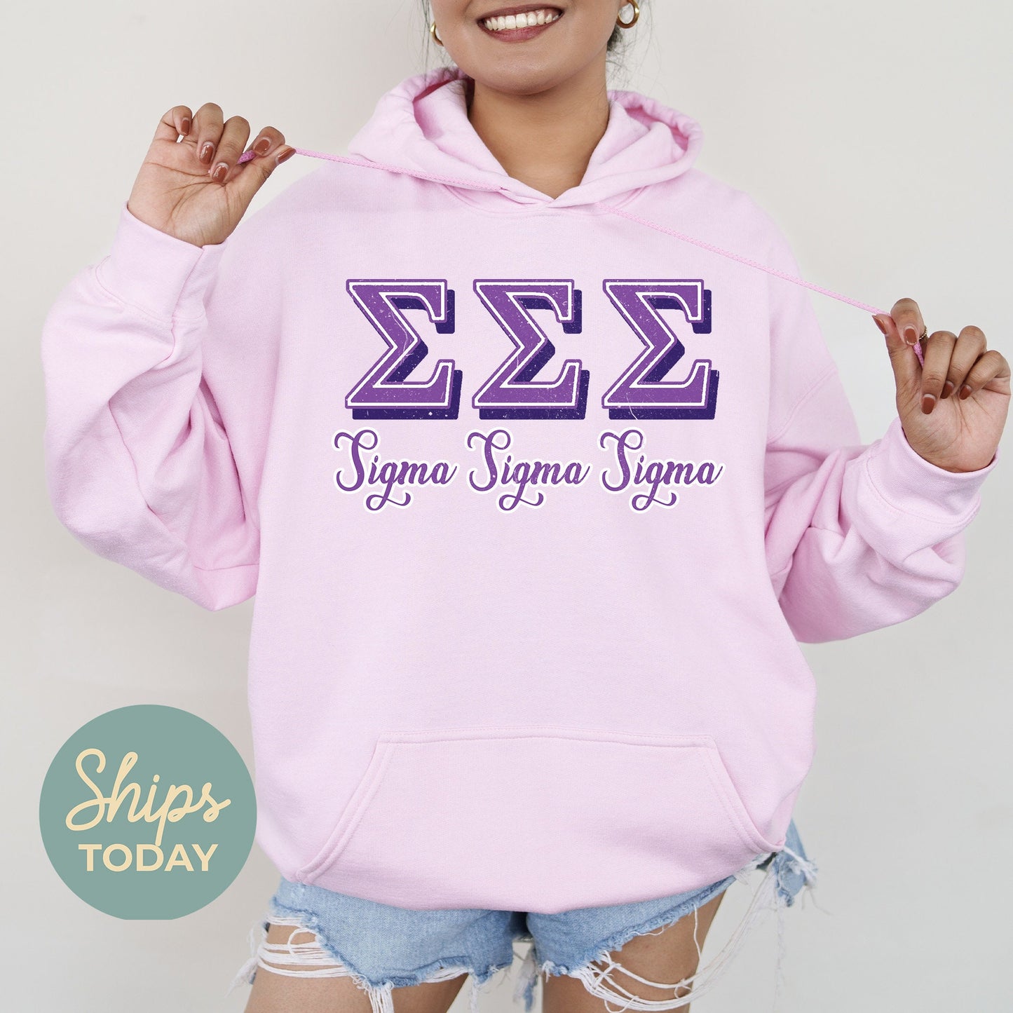 Sigma Sigma Sigma Greek Colors Sorority Hoodie _ 36092g
