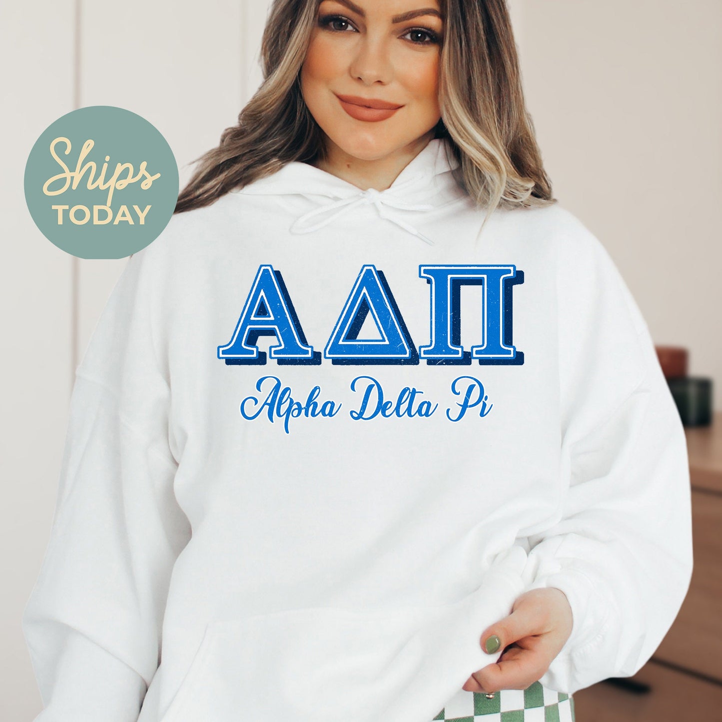 Alpha Delta Pi Greek Colors Sorority Hoodie _ 36070g