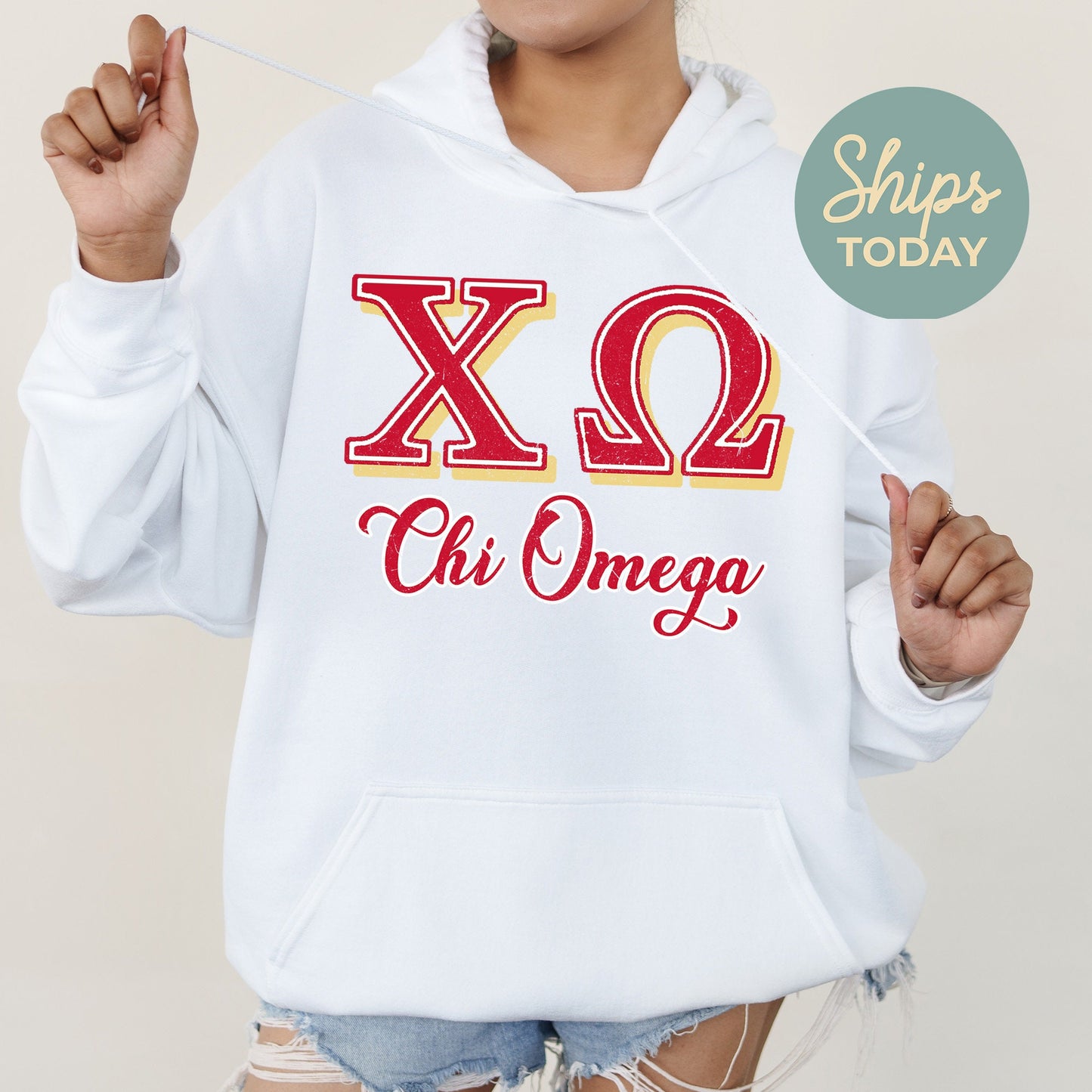 Chi Omega Greek Colors Sorority Hoodie _ 36078g