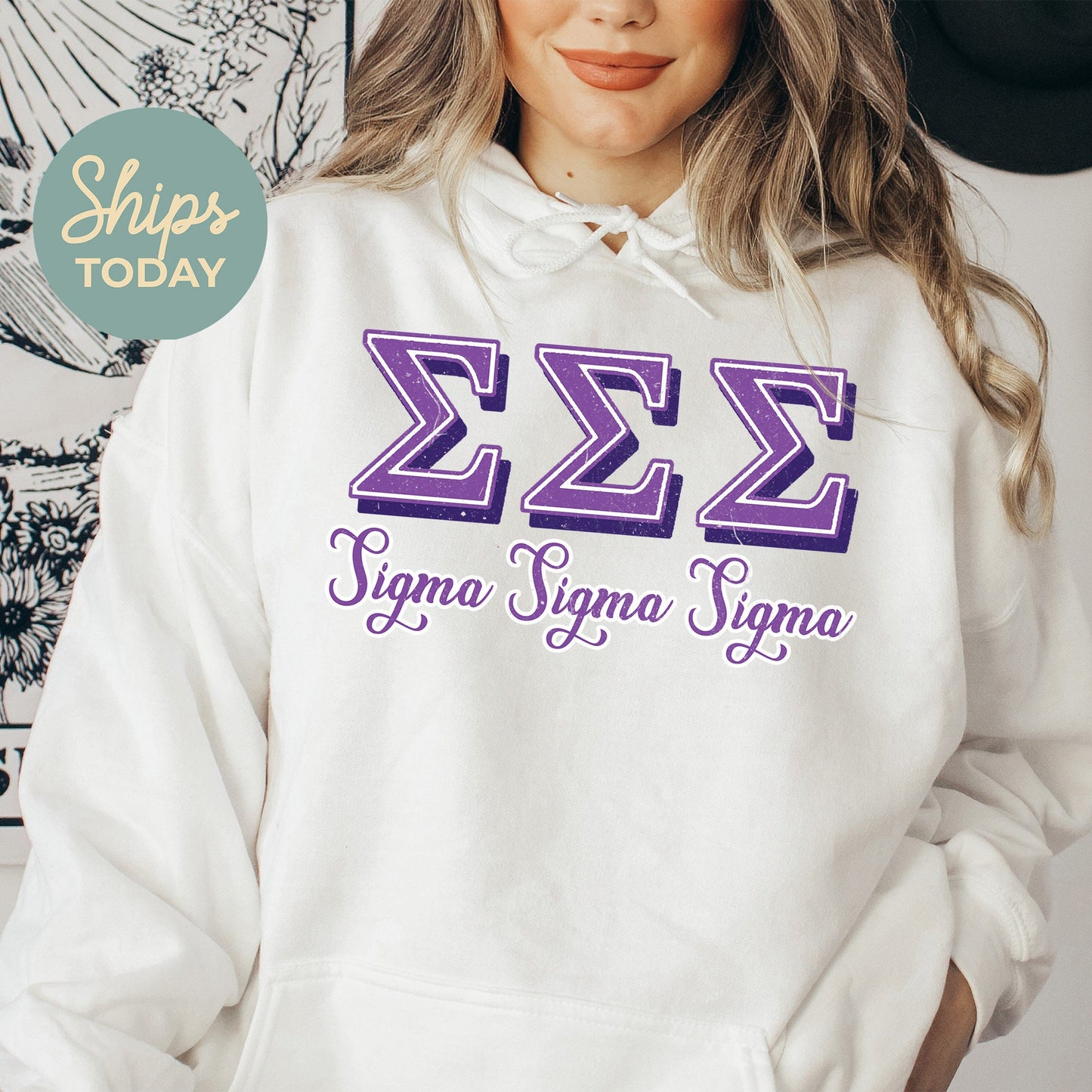 Sigma Sigma Sigma Greek Colors Sorority Hoodie _ 36092g