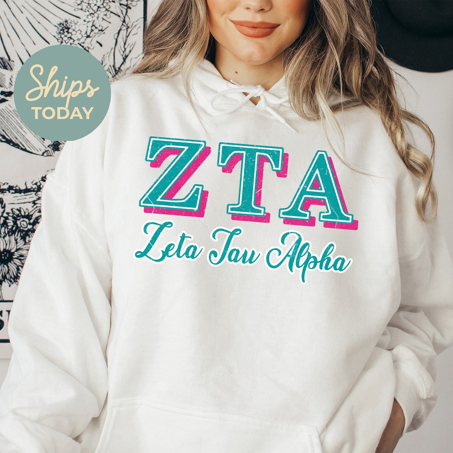 Zeta Tau Alpha Greek Colors Sorority Hoodie _ 36094g