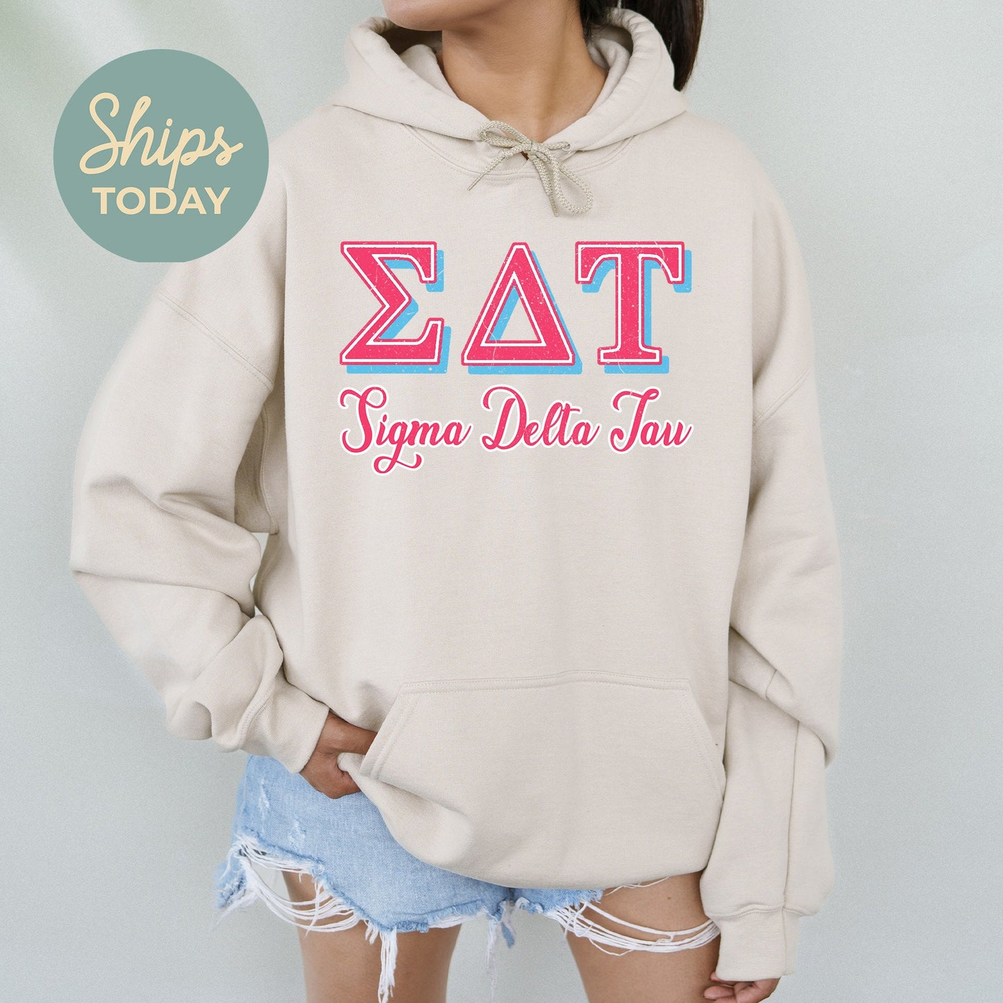 Sigma Delta Tau Greek Colors Sorority Hoodie _ 36090g