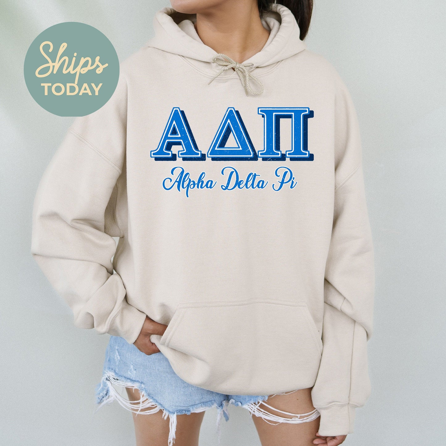 Alpha Delta Pi Greek Colors Sorority Hoodie _ 36070g
