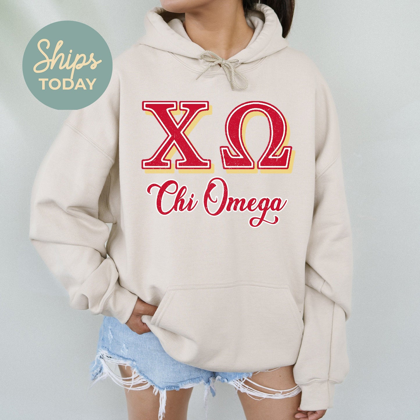 Chi Omega Greek Colors Sorority Hoodie _ 36078g