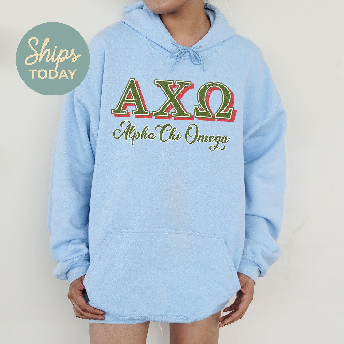 Alpha Chi Omega Greek Colors Sorority Hoodie _ 36069g
