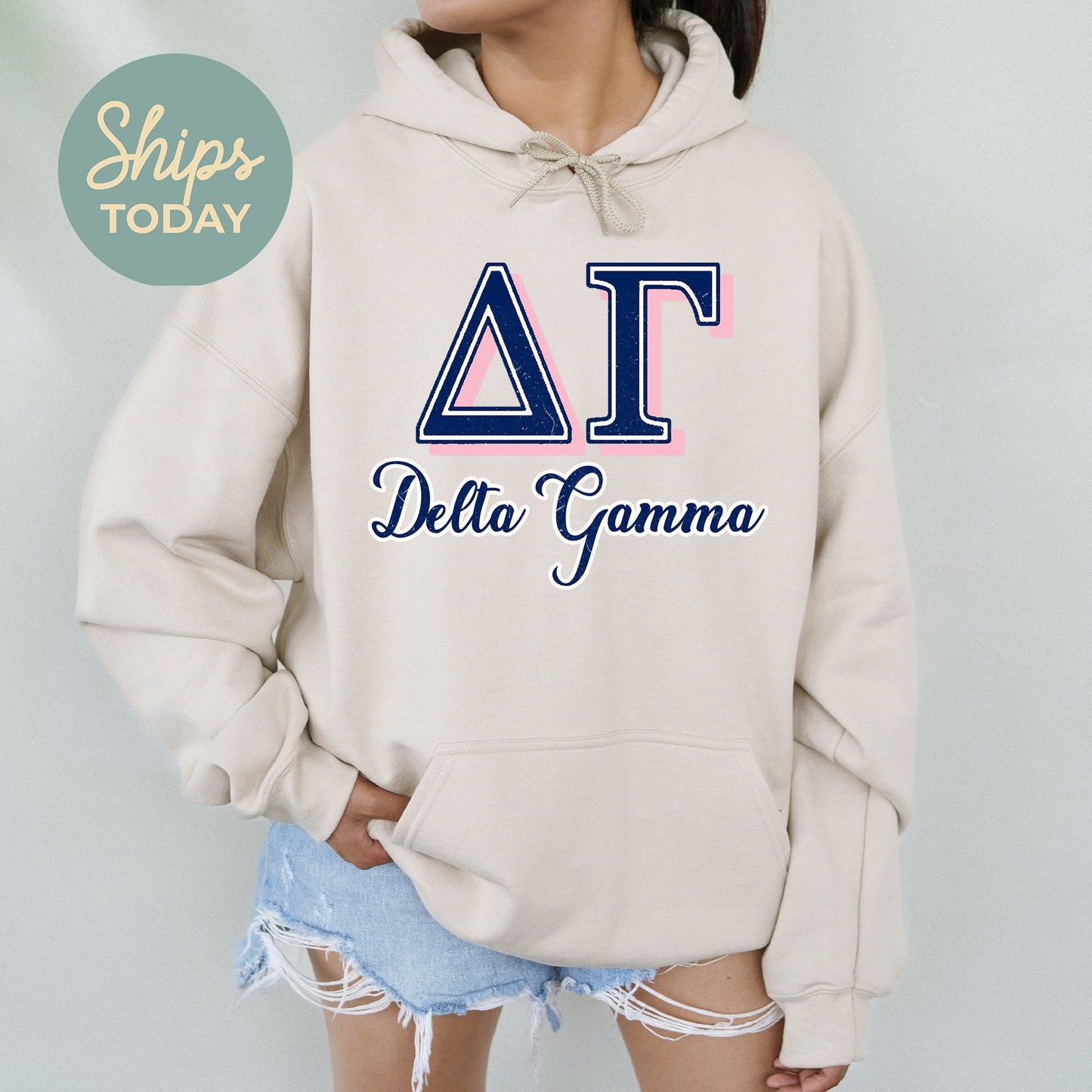 Delta Gamma Greek Colors Sorority Hoodie _ 36080g