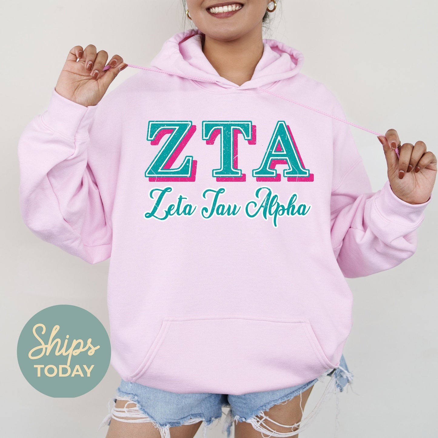 Zeta Tau Alpha Greek Colors Sorority Hoodie _ 36094g