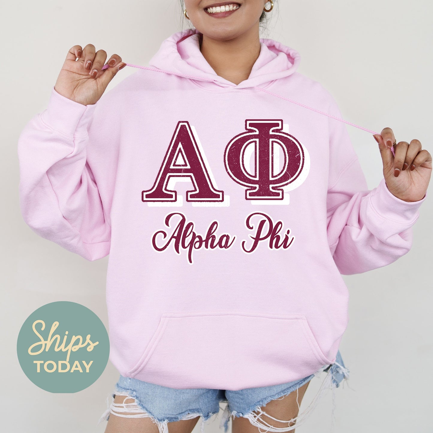 Alpha Phi Greek Colors Sorority Hoodie _ 36074g