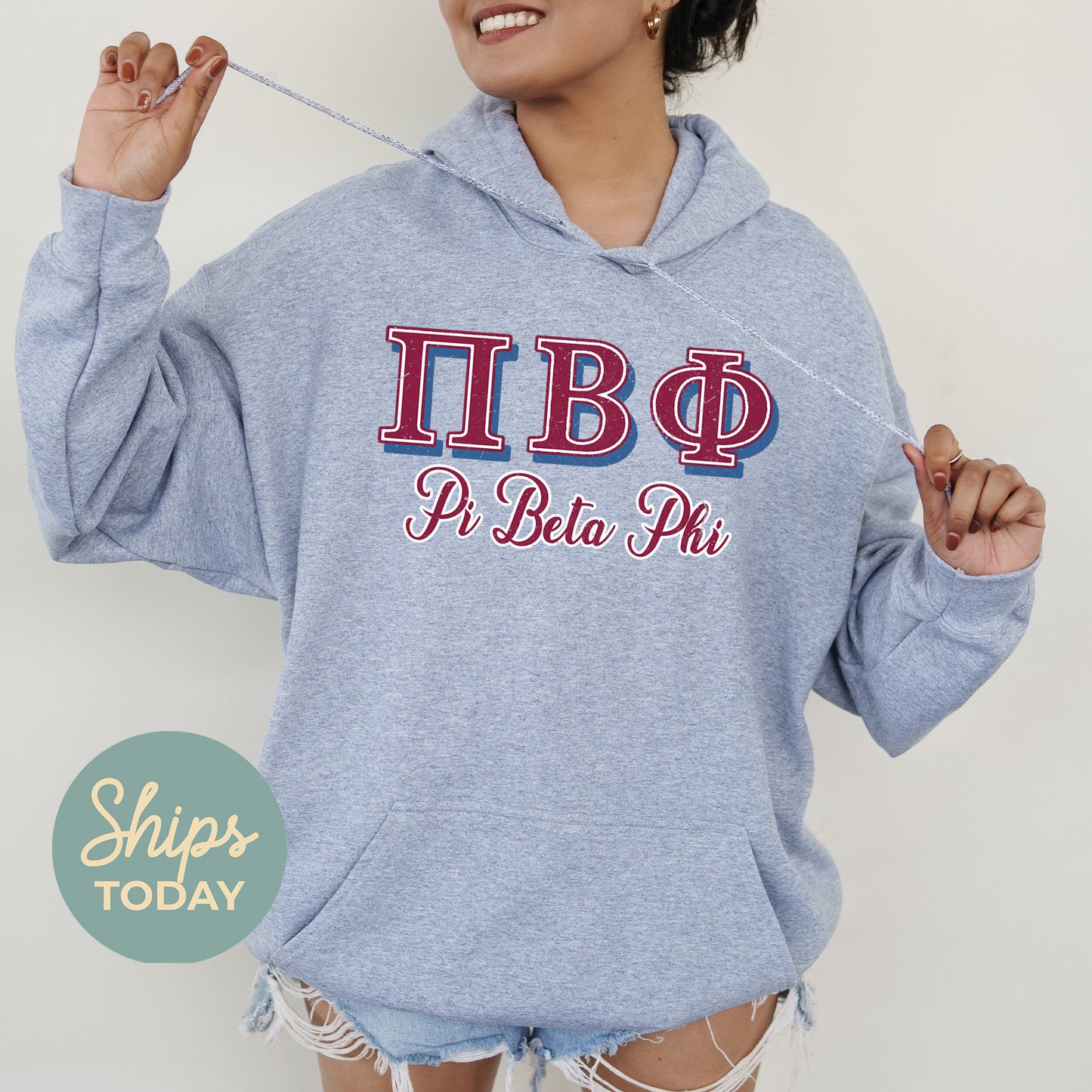 Pi Beta Phi Greek Colors Sorority Hoodie _ 36089g