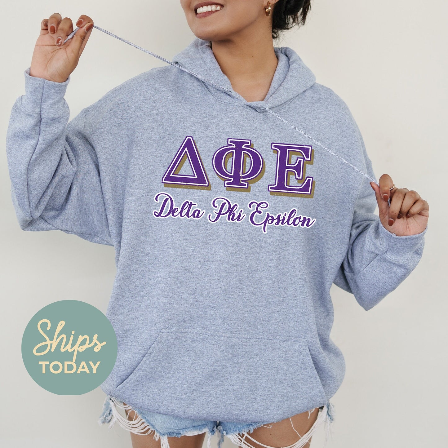 Delta Phi Epsilon Greek Colors Sorority Hoodie _ 36081g