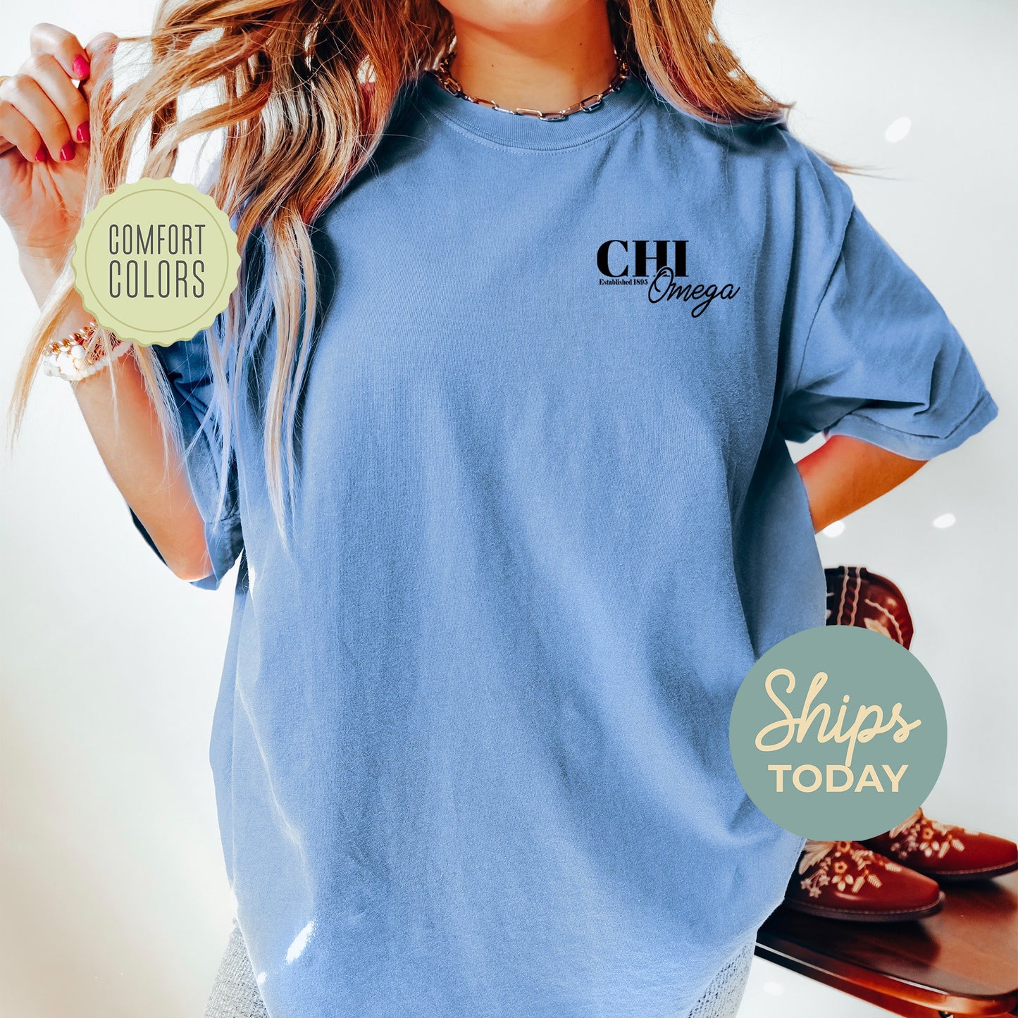 Chi Omega Basic Comfort Colors Sorority T-shirt _ 39147g
