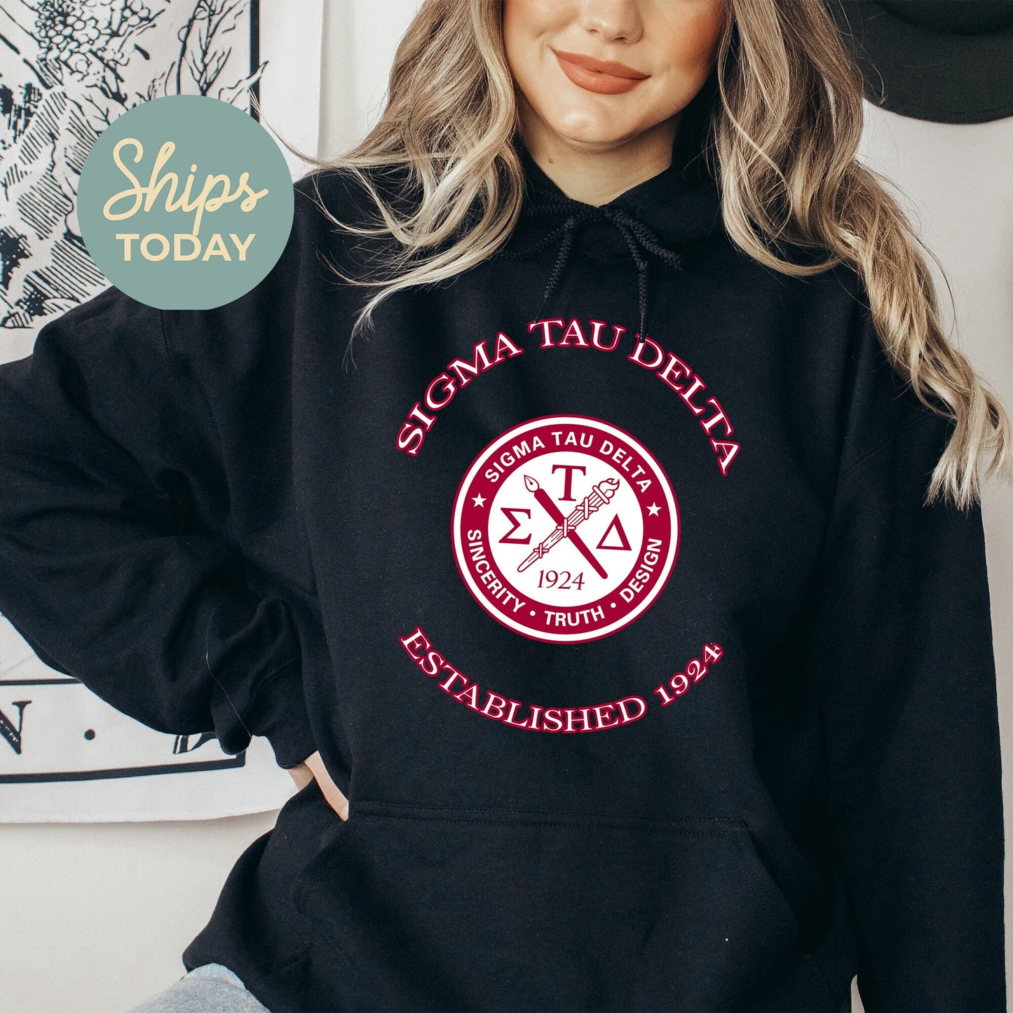 Sigma Tau Delta Iconic Insignia COED Hoodie _ 35677g