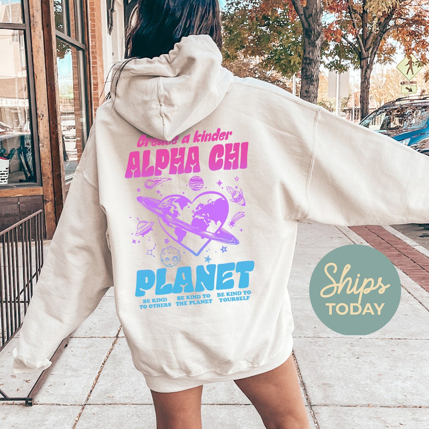 Alpha Chi Omega Ombre Worlds Sorority Hoodie _ 35541g