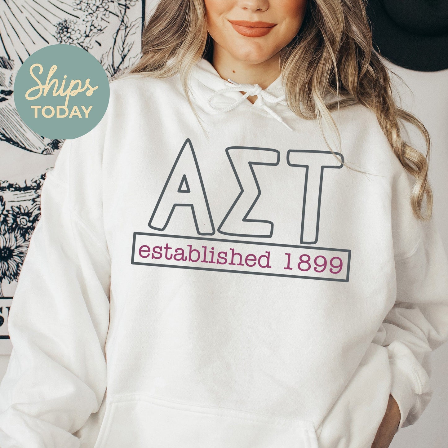 Alpha Sigma Tau Simply Greek Sorority Hoodie _ 39343g