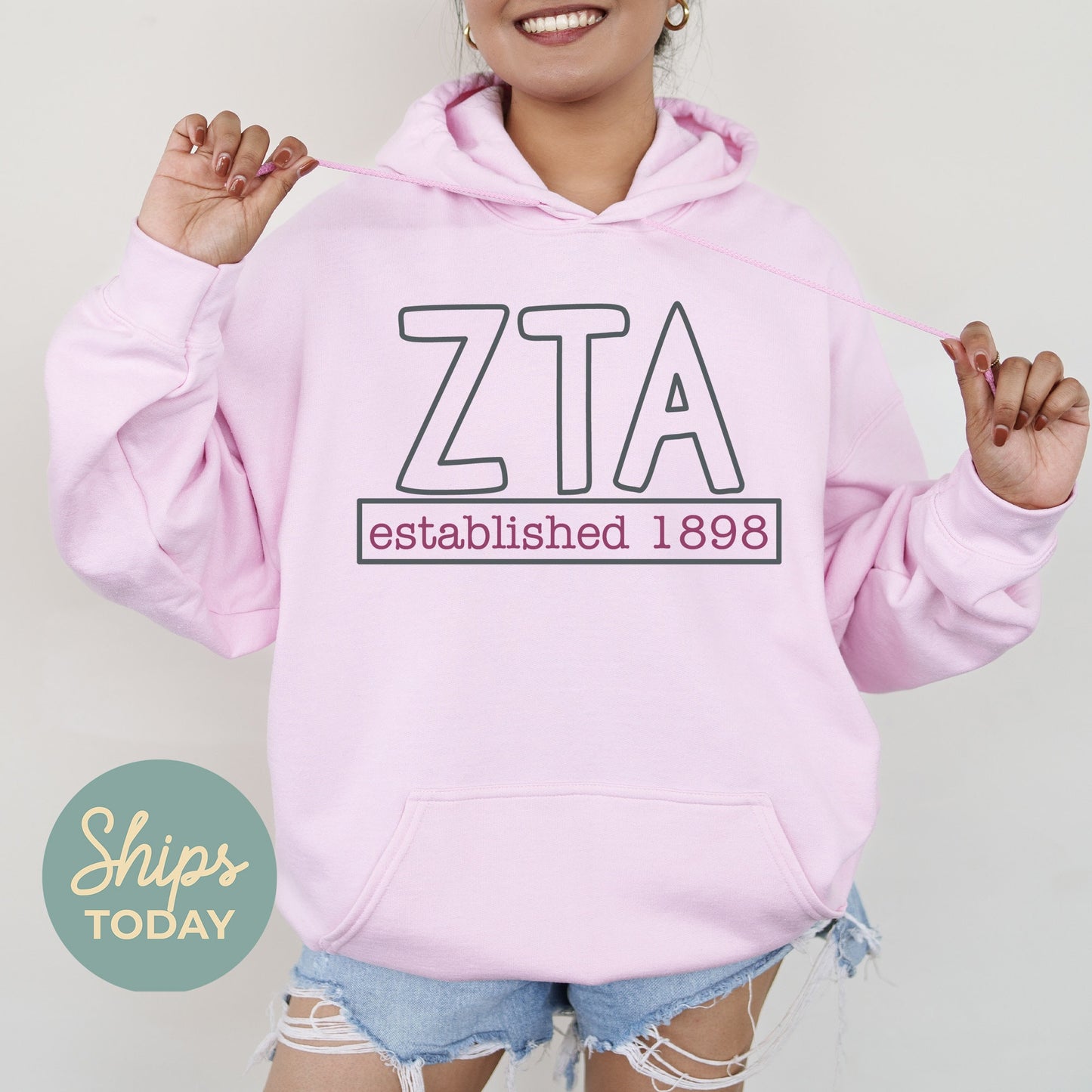 Zeta Tau Alpha Simply Greek Sorority Hoodie _ 39361g