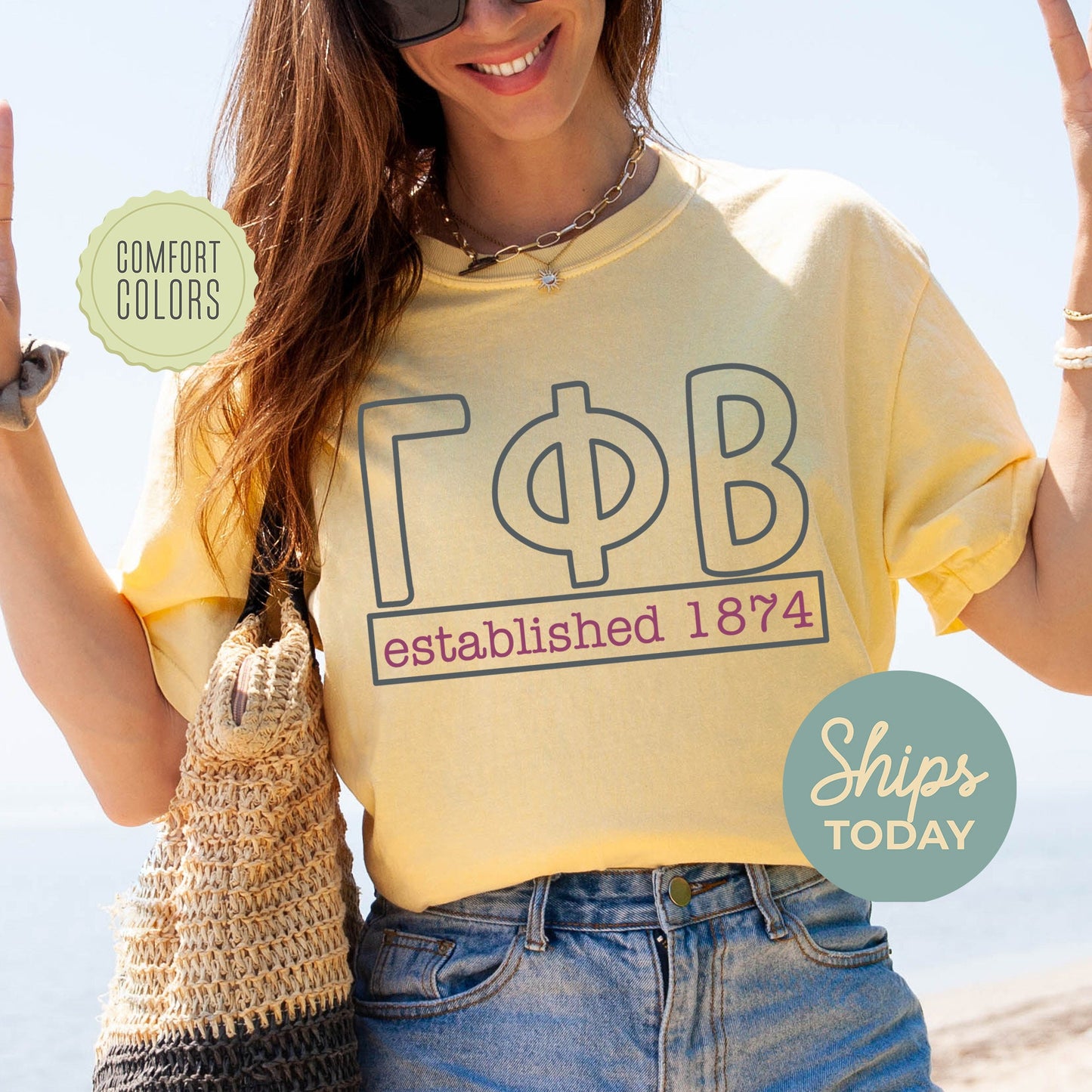 Gamma Phi Beta Simply Greek Comfort Colors Sorority T-shirt _ 39350g
