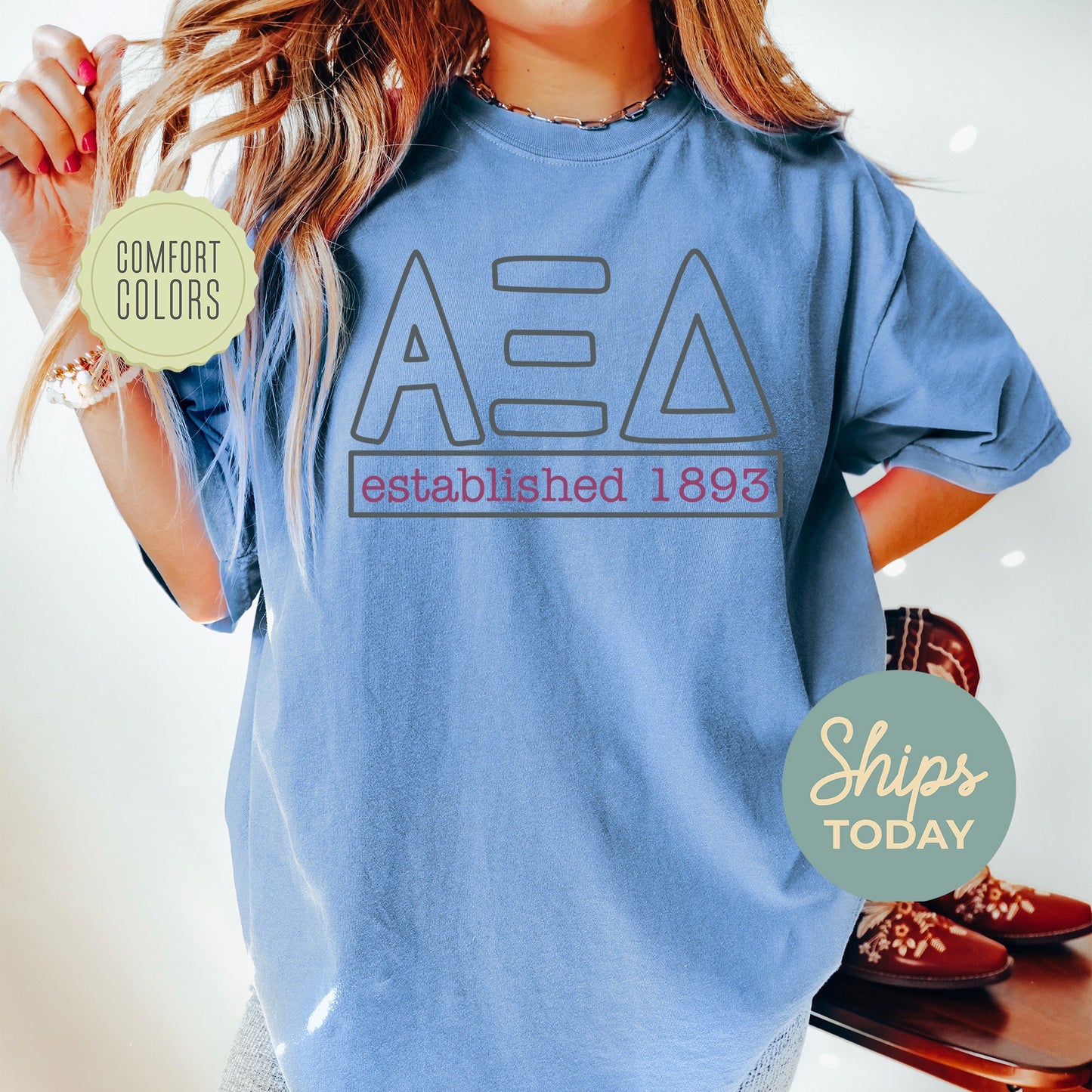 Alpha Xi Delta Simply Greek Comfort Colors Sorority T-shirt _ 39344g