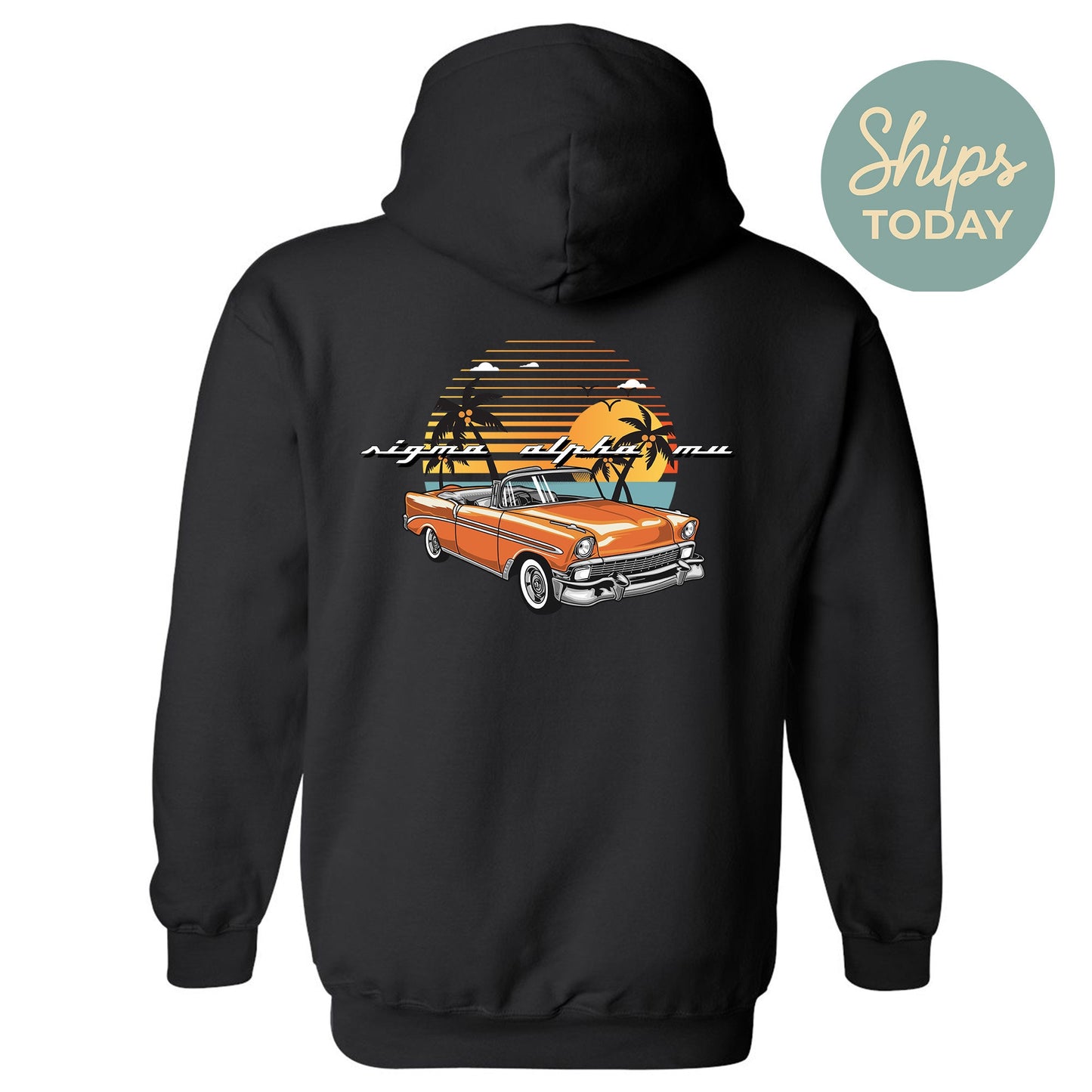 Sigma Alpha Mu Retro Rides Fraternity Hoodie _ 33606g