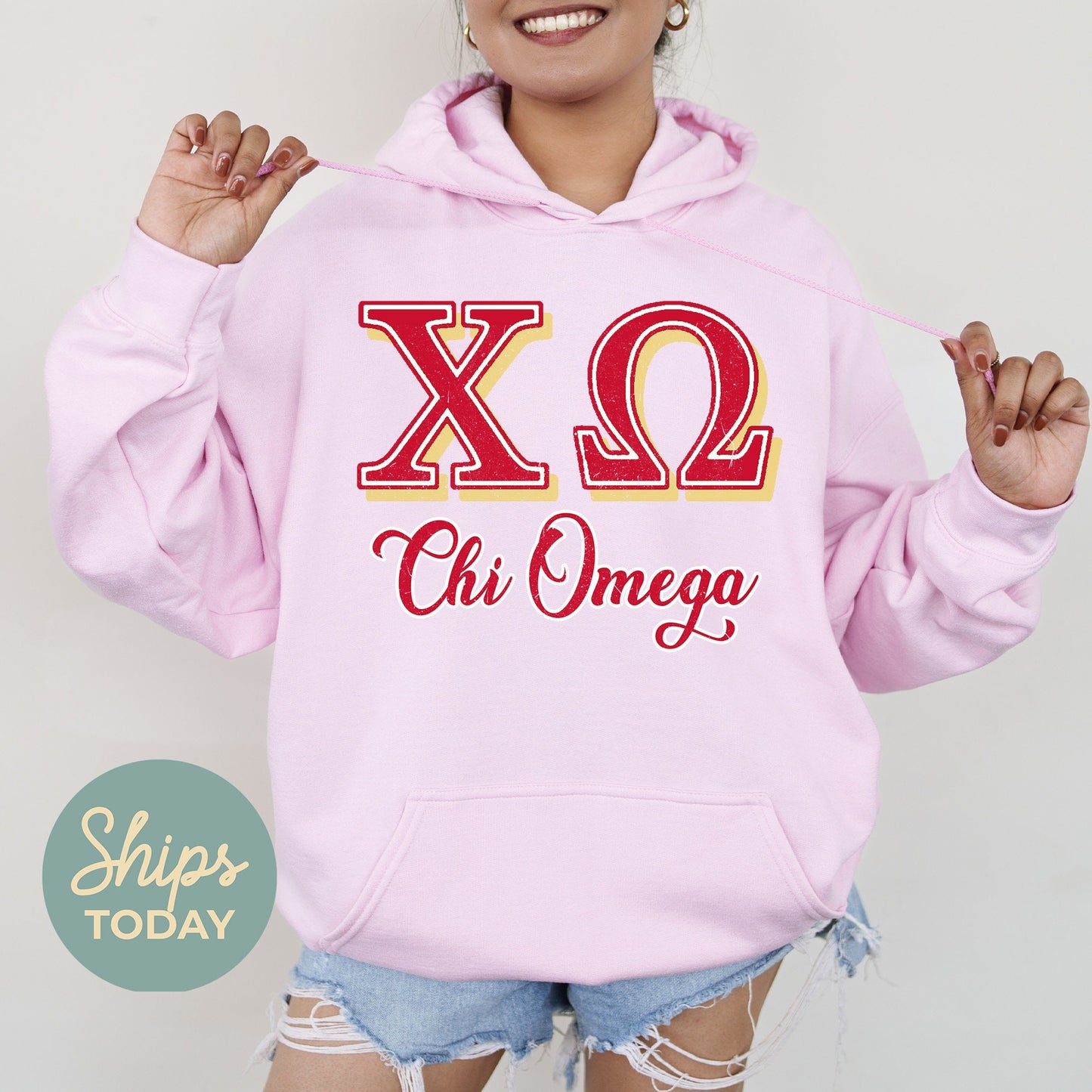 Chi Omega Greek Colors Sorority Hoodie _ 36078g