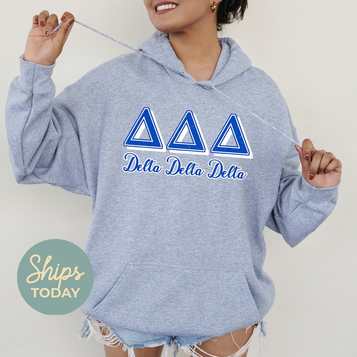 Delta Delta Delta Greek Colors Sorority Hoodie _ 36079g