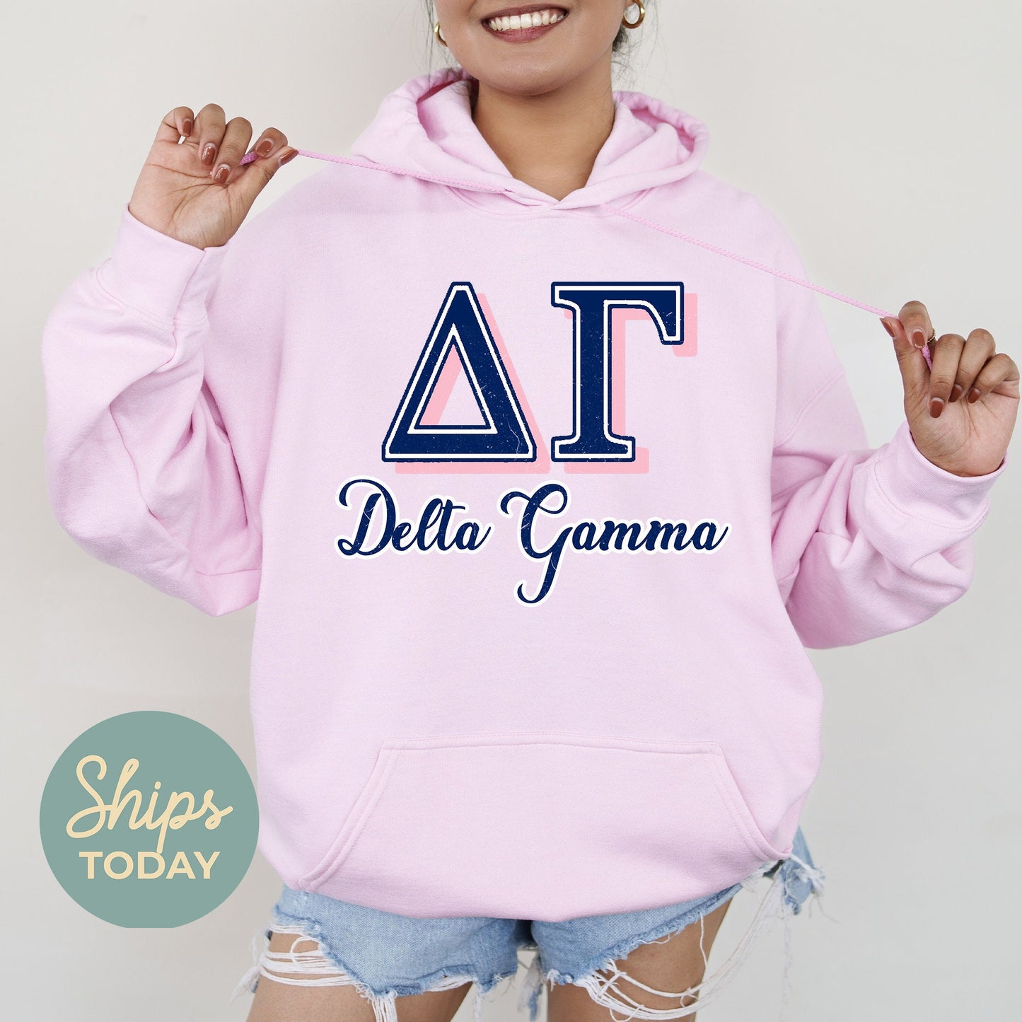 Delta Gamma Greek Colors Sorority Hoodie _ 36080g