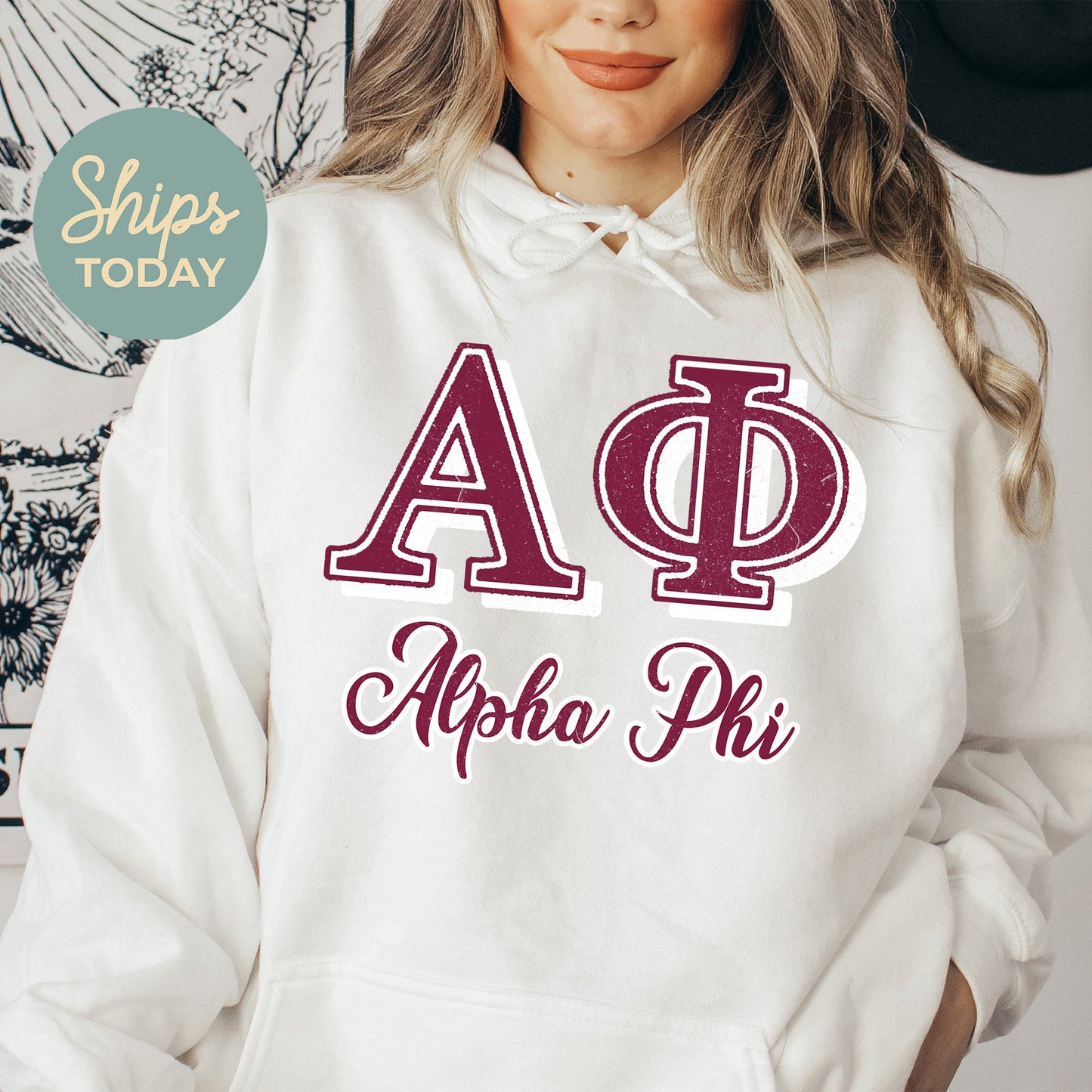 Alpha Phi Greek Colors Sorority Hoodie _ 36074g