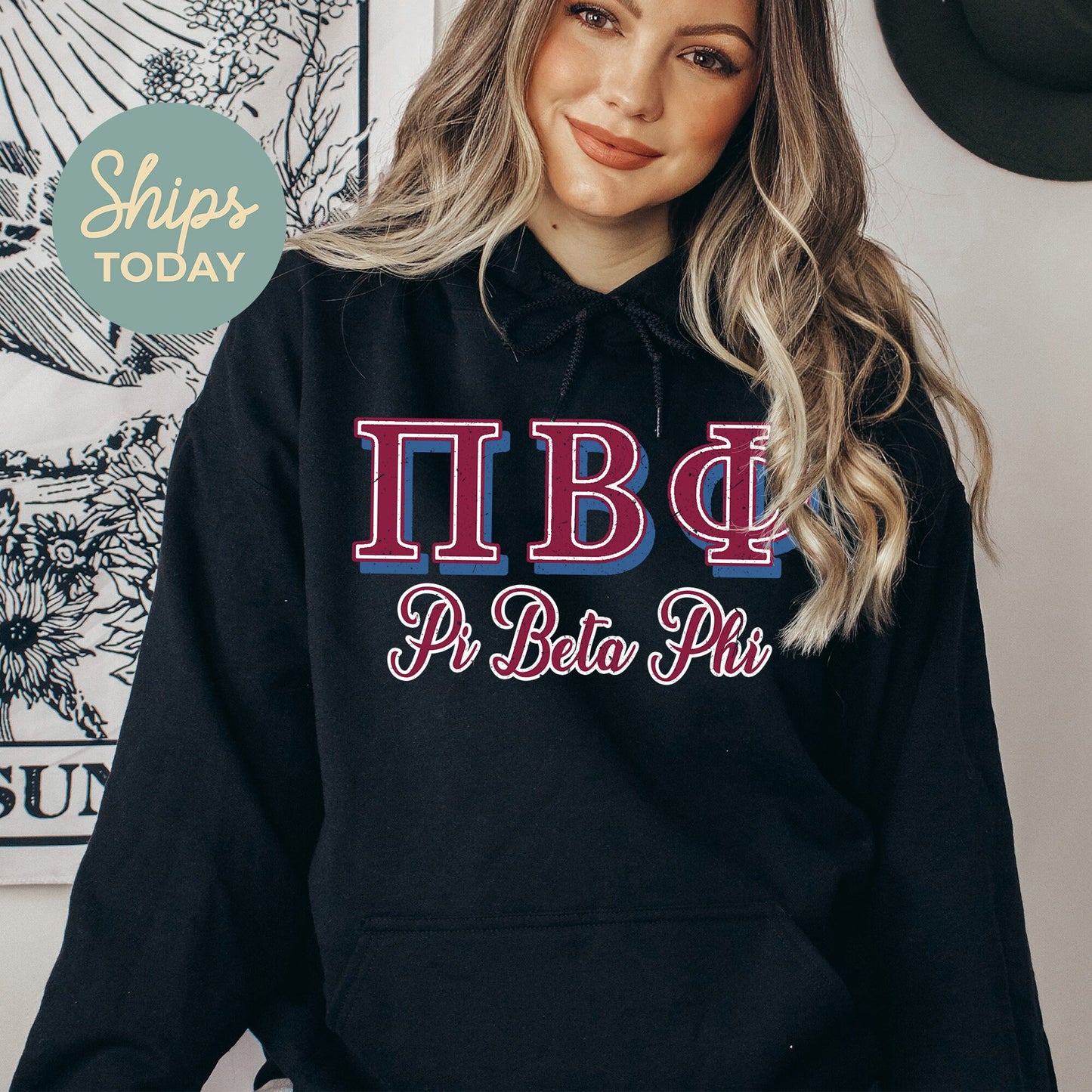Pi Beta Phi Greek Colors Sorority Hoodie _ 36089g