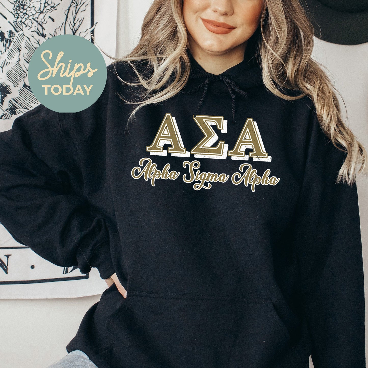 Alpha Sigma Alpha Greek Colors Sorority Hoodie _ 36075g