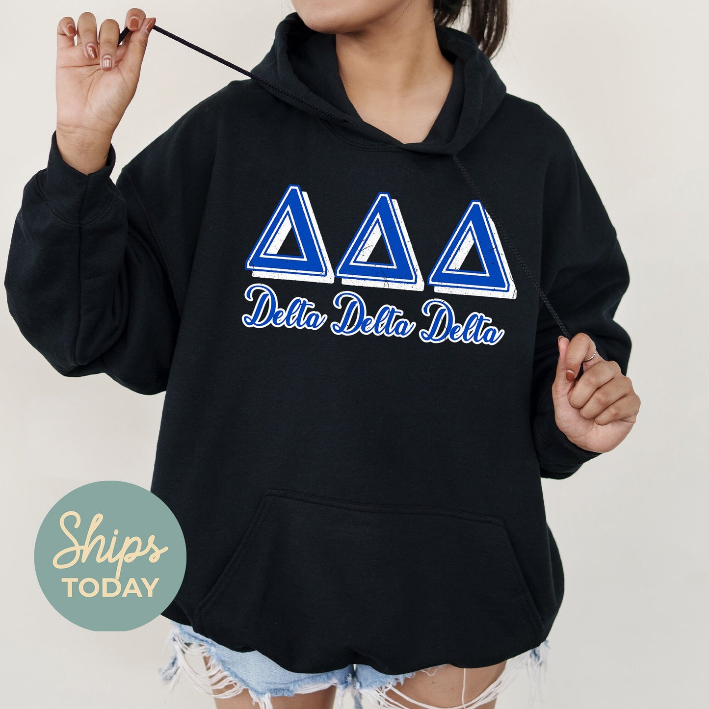 Delta Delta Delta Greek Colors Sorority Hoodie _ 36079g
